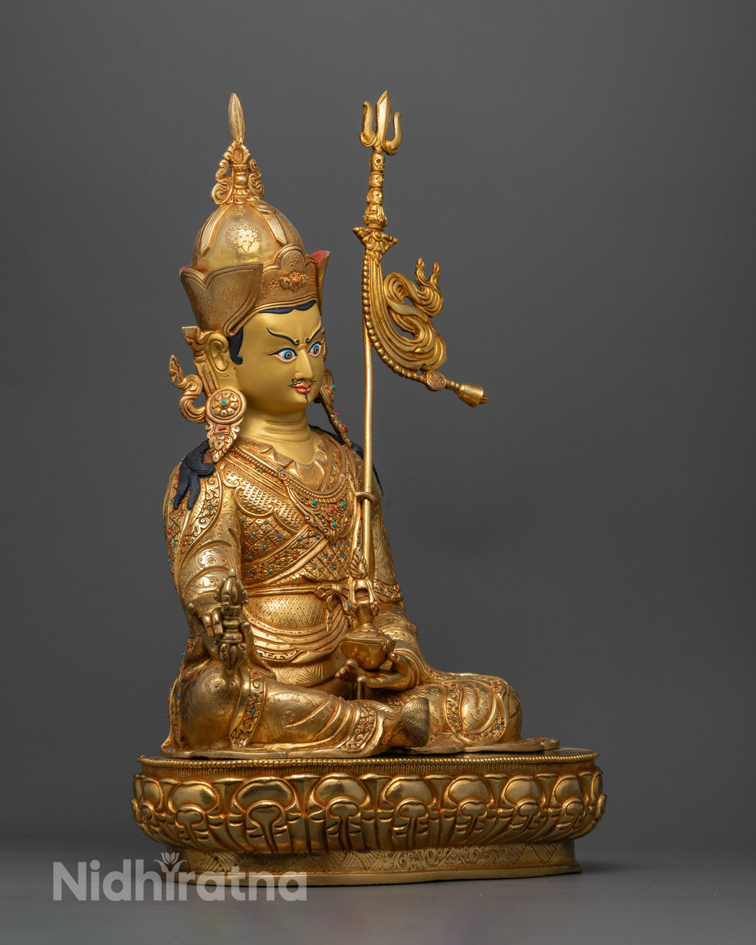 Authentic Guru Rinpoche statue symbolizing wisdom and compassion, perfect for meditation and spiritual decor.