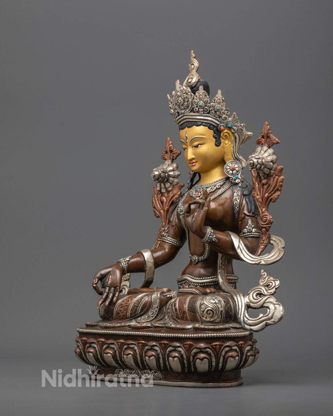 Authentic Nepalese White Tara Statue | Meticulously hand-carved Buddhist icon for meditation, enlightenment, and blessing rituals.
