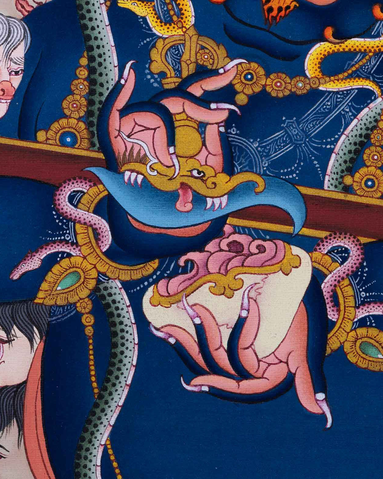 Authentic Sakya Mahakala Thangka canvas print depicting fierce protector deity