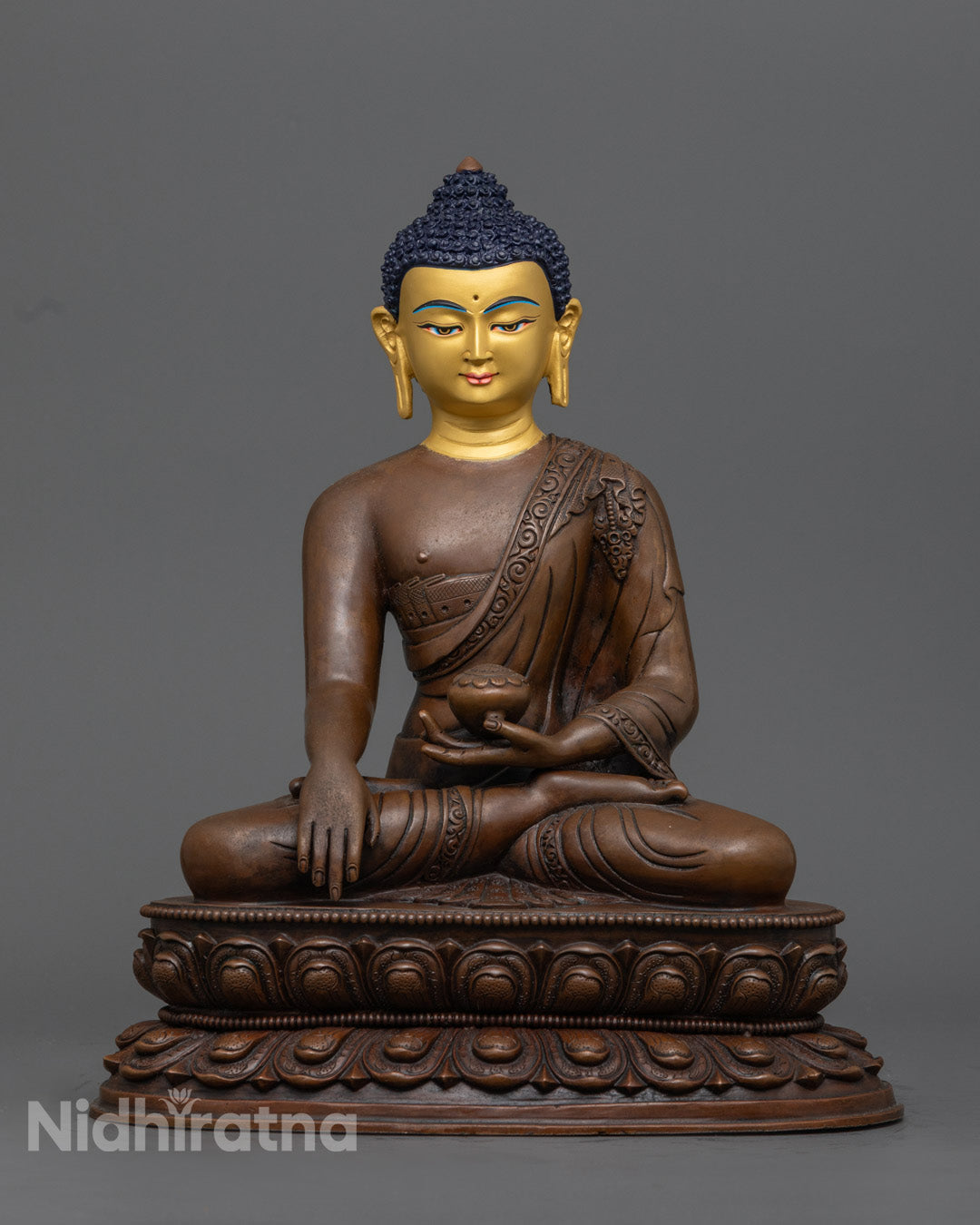 Authentic Shakyamuni Buddha Statue | 24k Gold Gilded Face