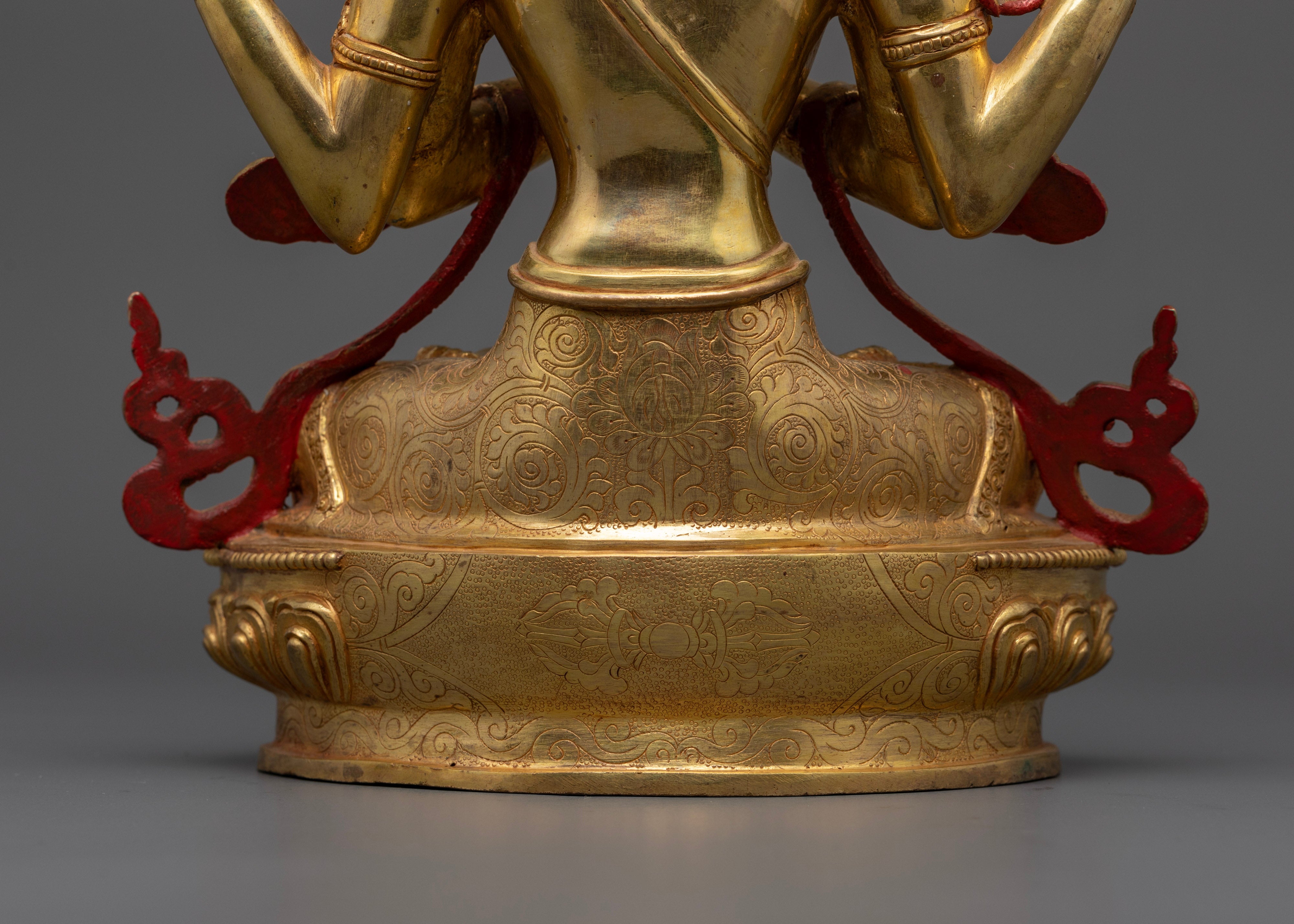 Sacred Avalokiteshvara statue | Gold-plated Chenrezig sculpture