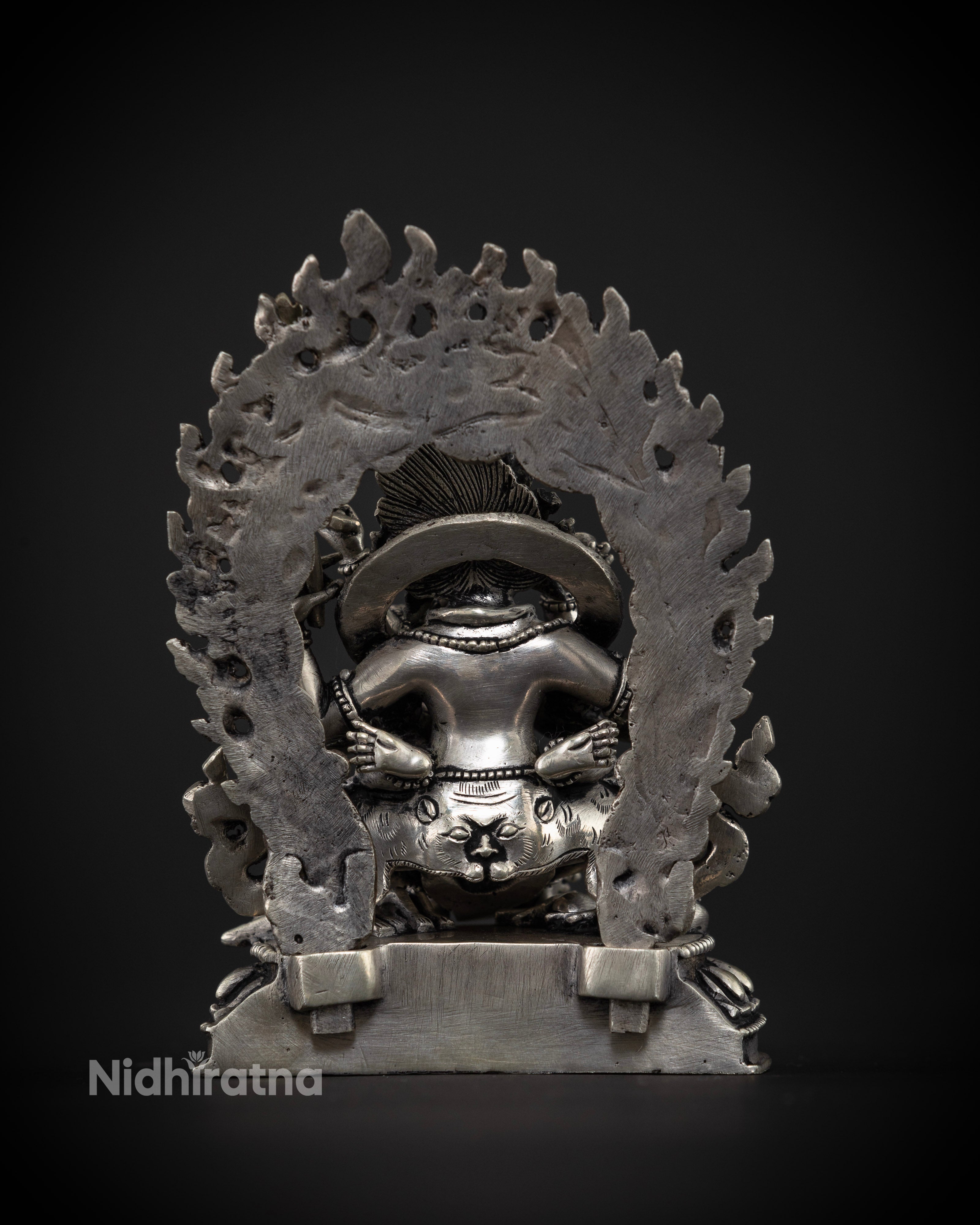 Four-Armed Mahakala and Consort: Crafted in Pure Silver