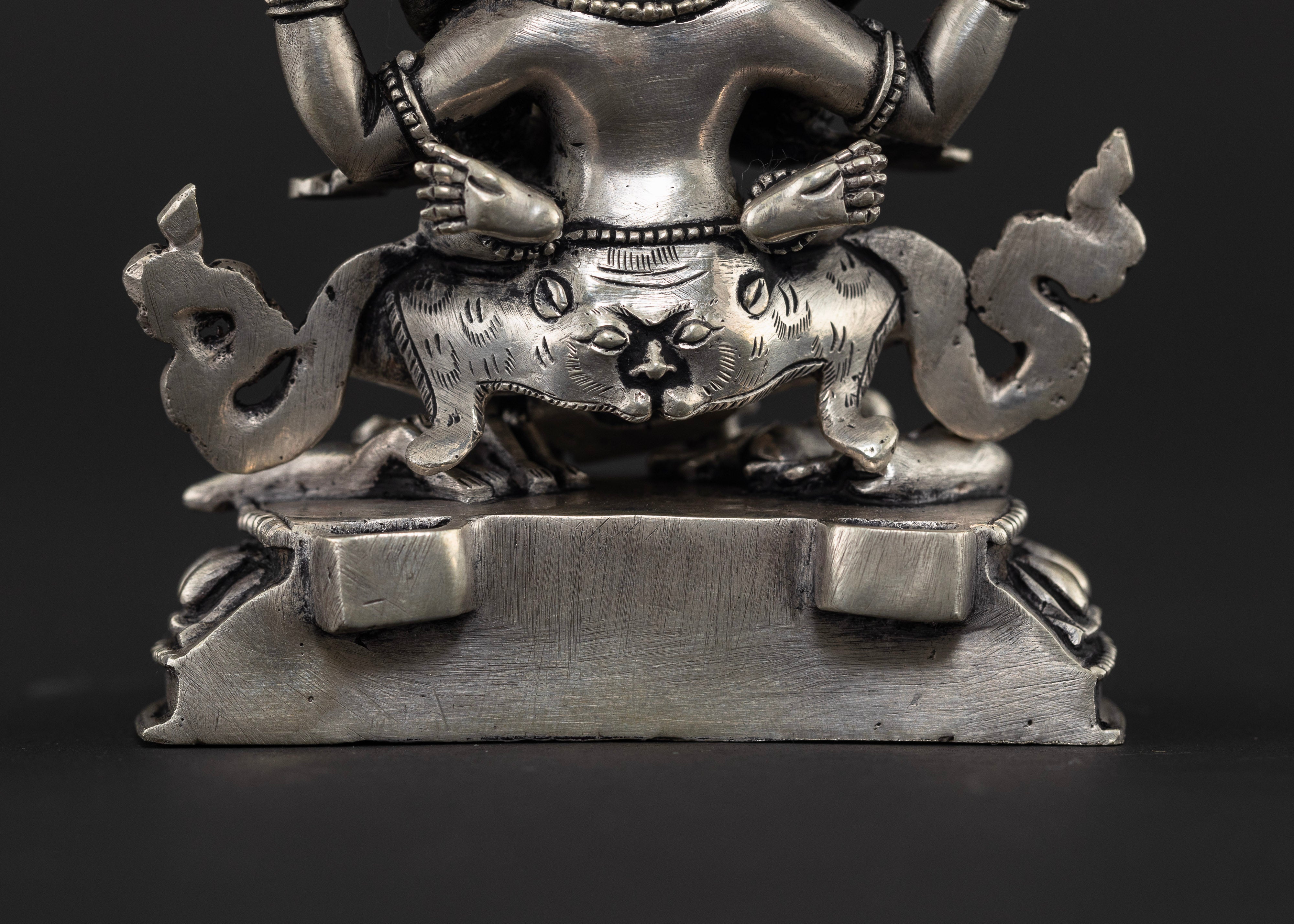 Four-Armed Mahakala and Consort: Crafted in Pure Silver