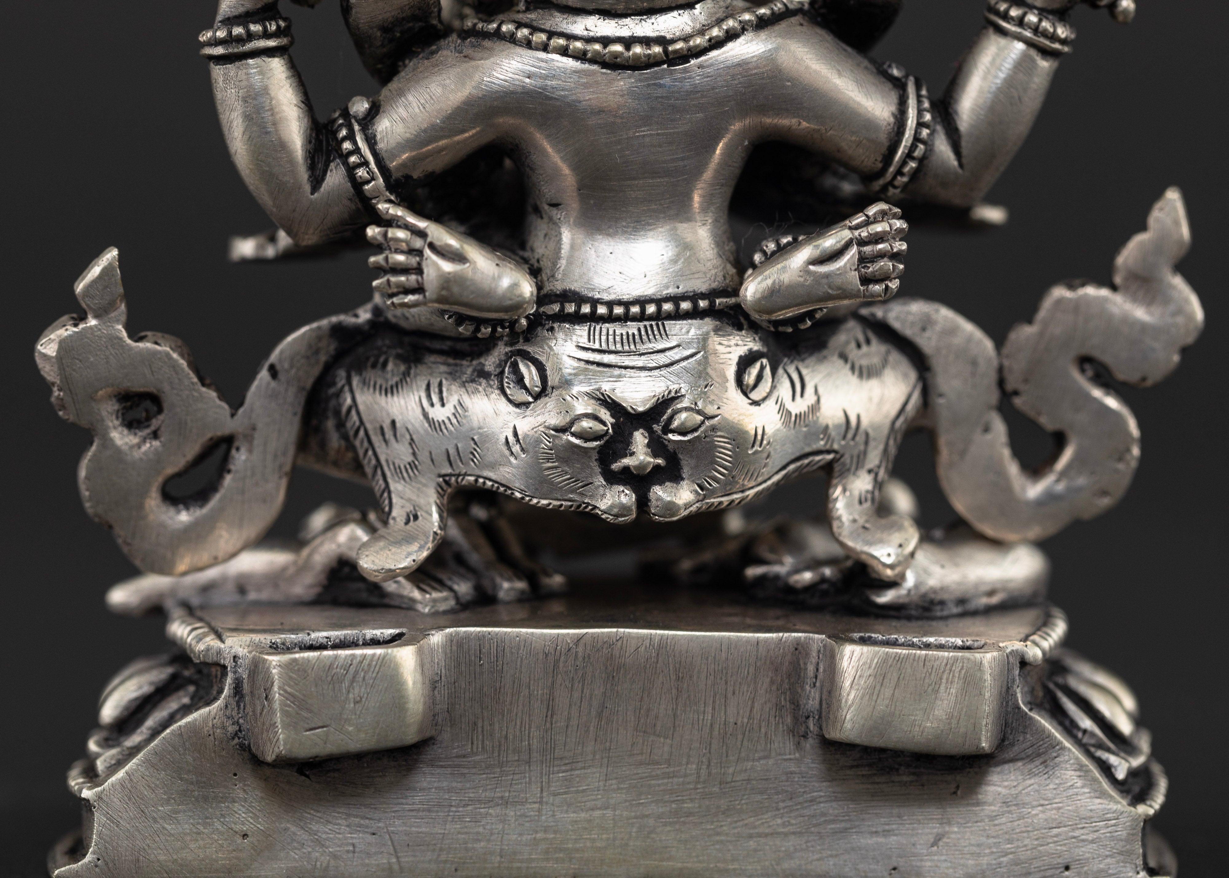 Four-Armed Mahakala and Consort: Crafted in Pure Silver