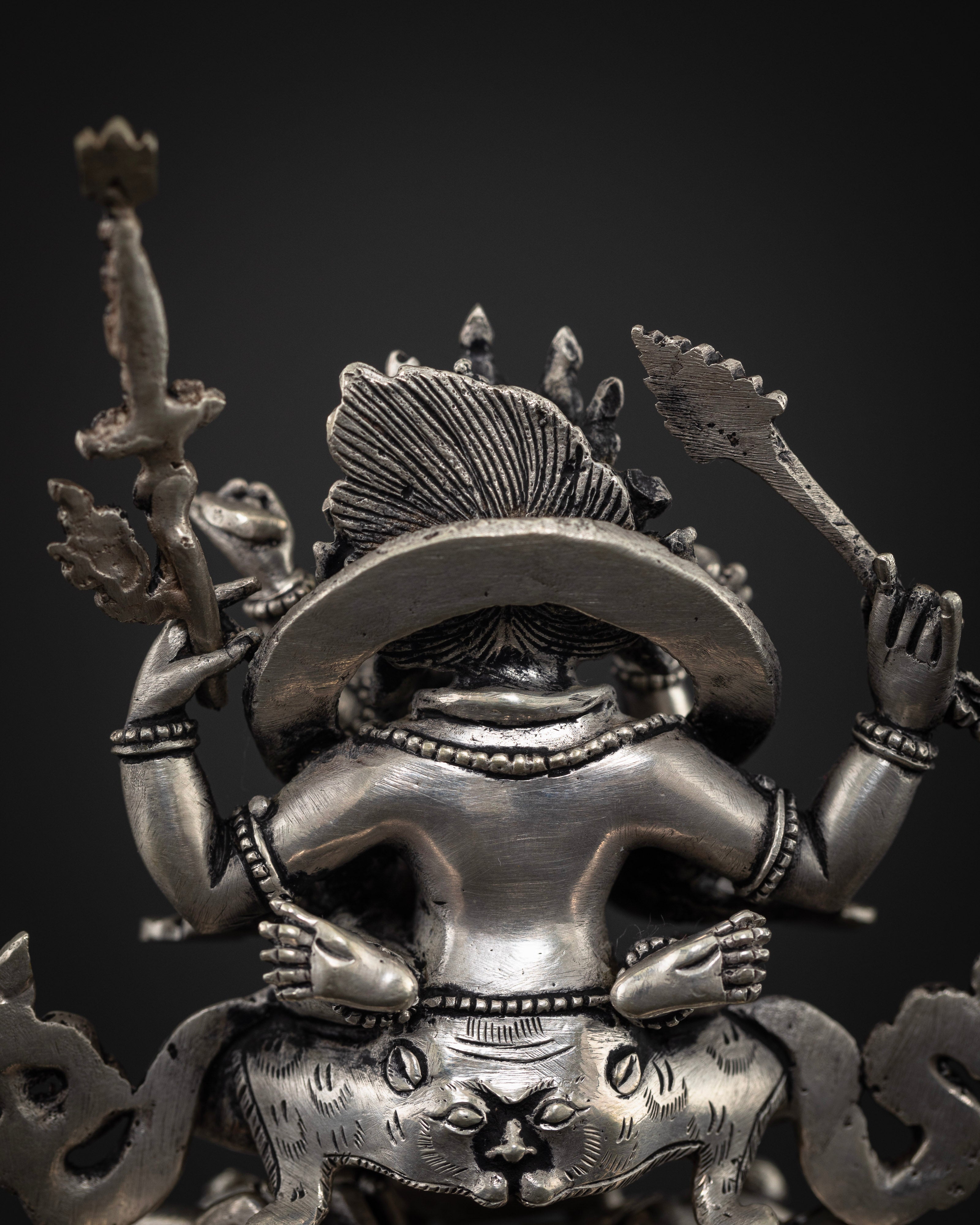 Four-Armed Mahakala and Consort: Crafted in Pure Silver