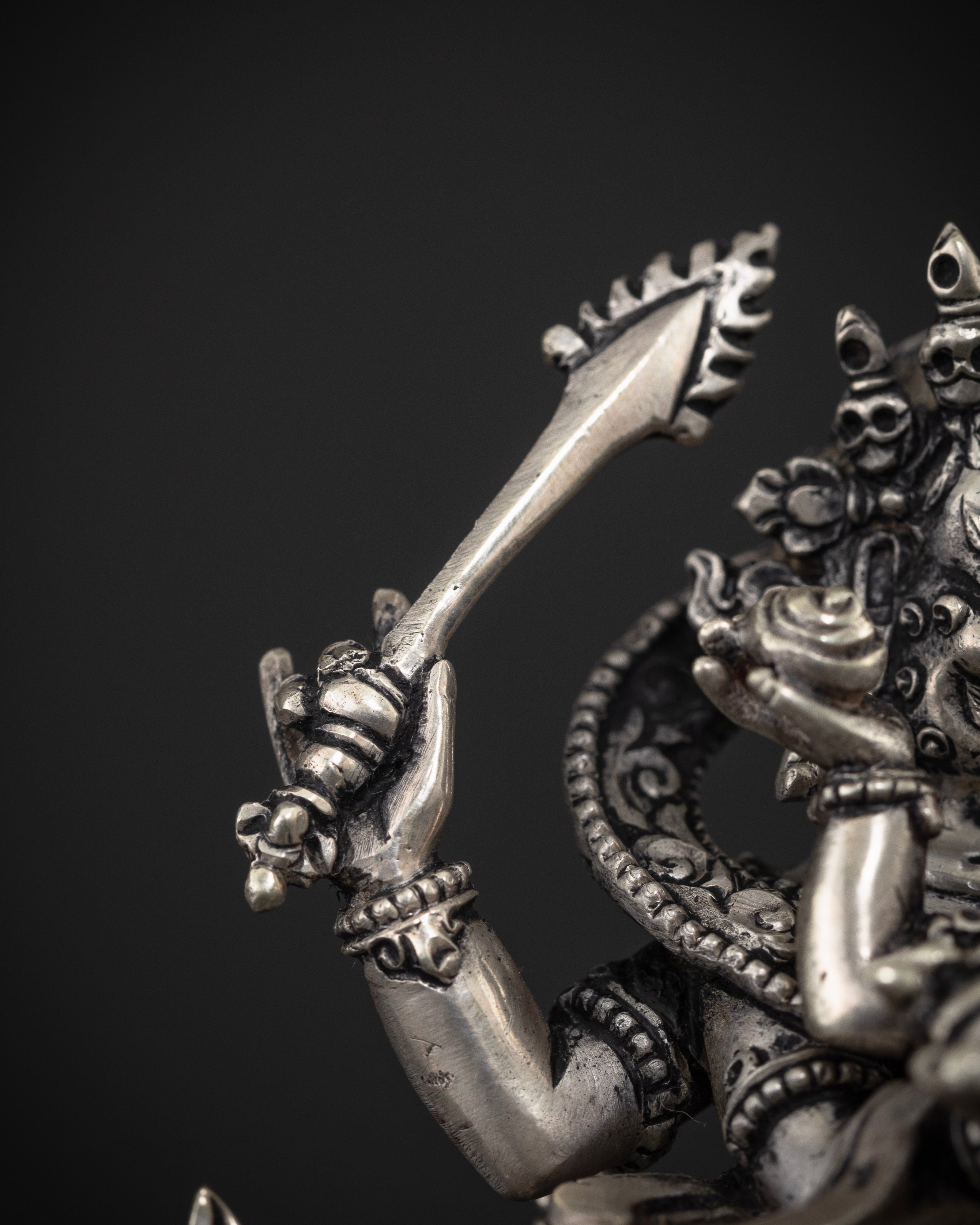 Four-Armed Mahakala and Consort: Crafted in Pure Silver