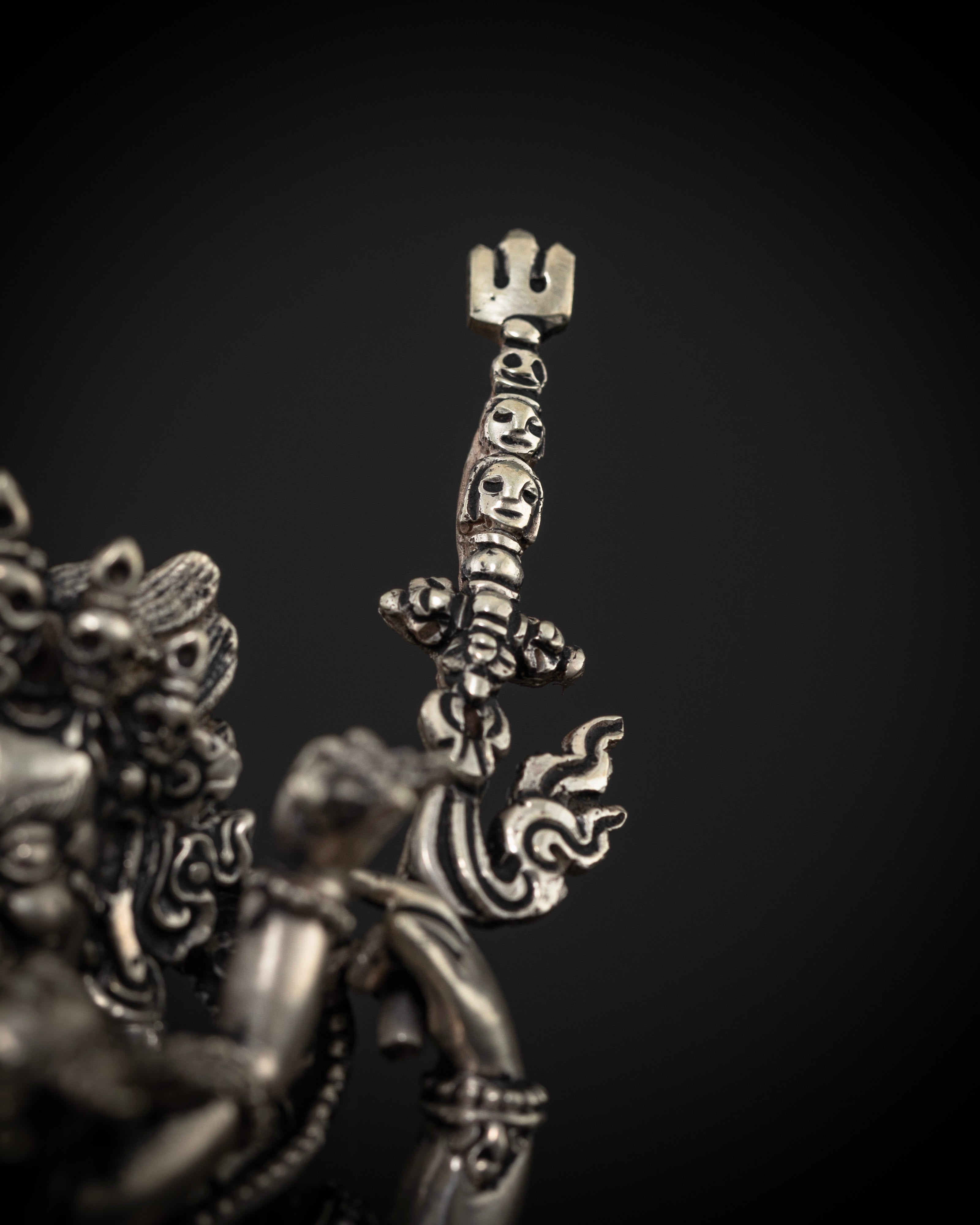 Four-Armed Mahakala and Consort: Crafted in Pure Silver