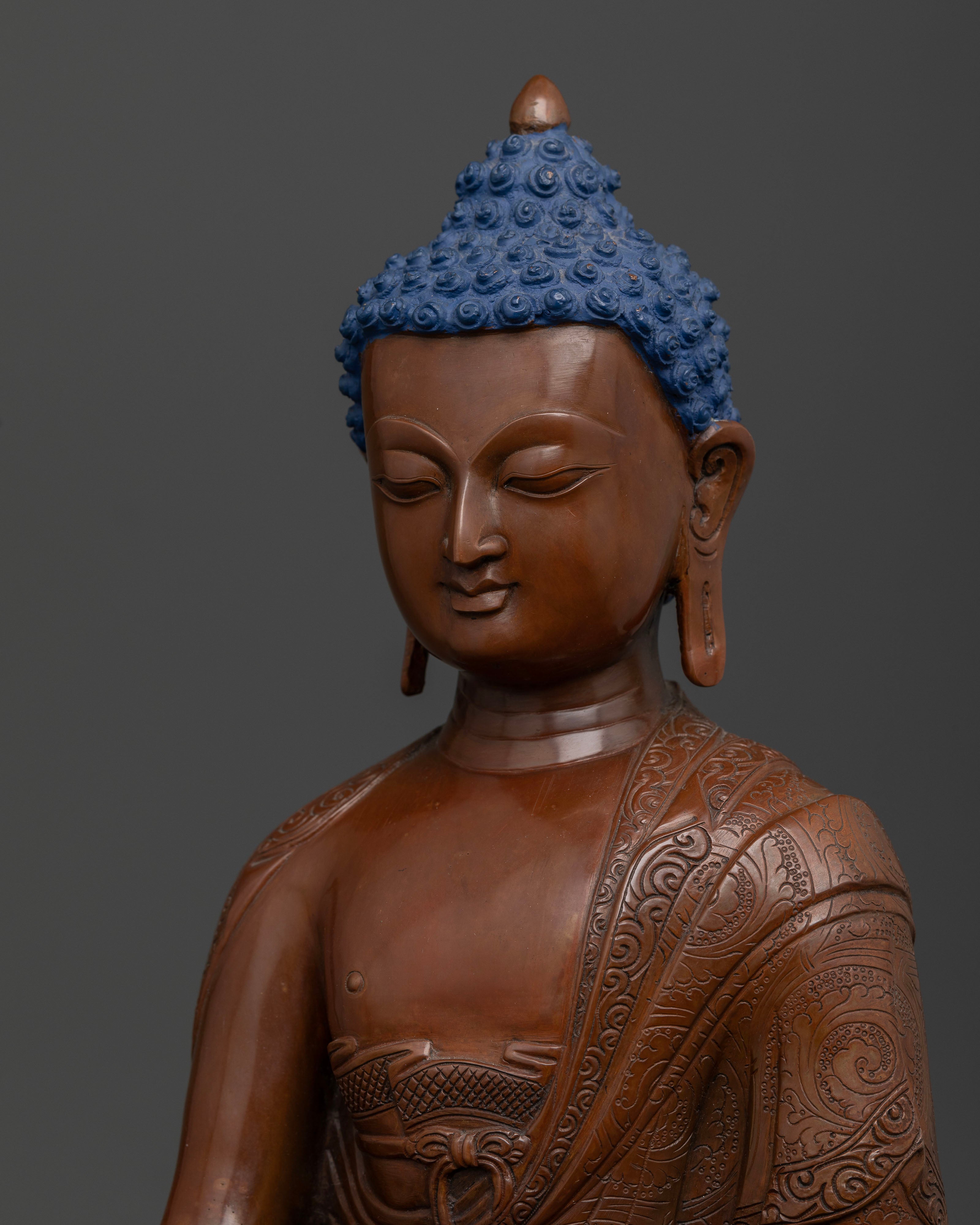 Oxidized Shakyamuni Buddha Statue: Perfect for Buddhist Practice