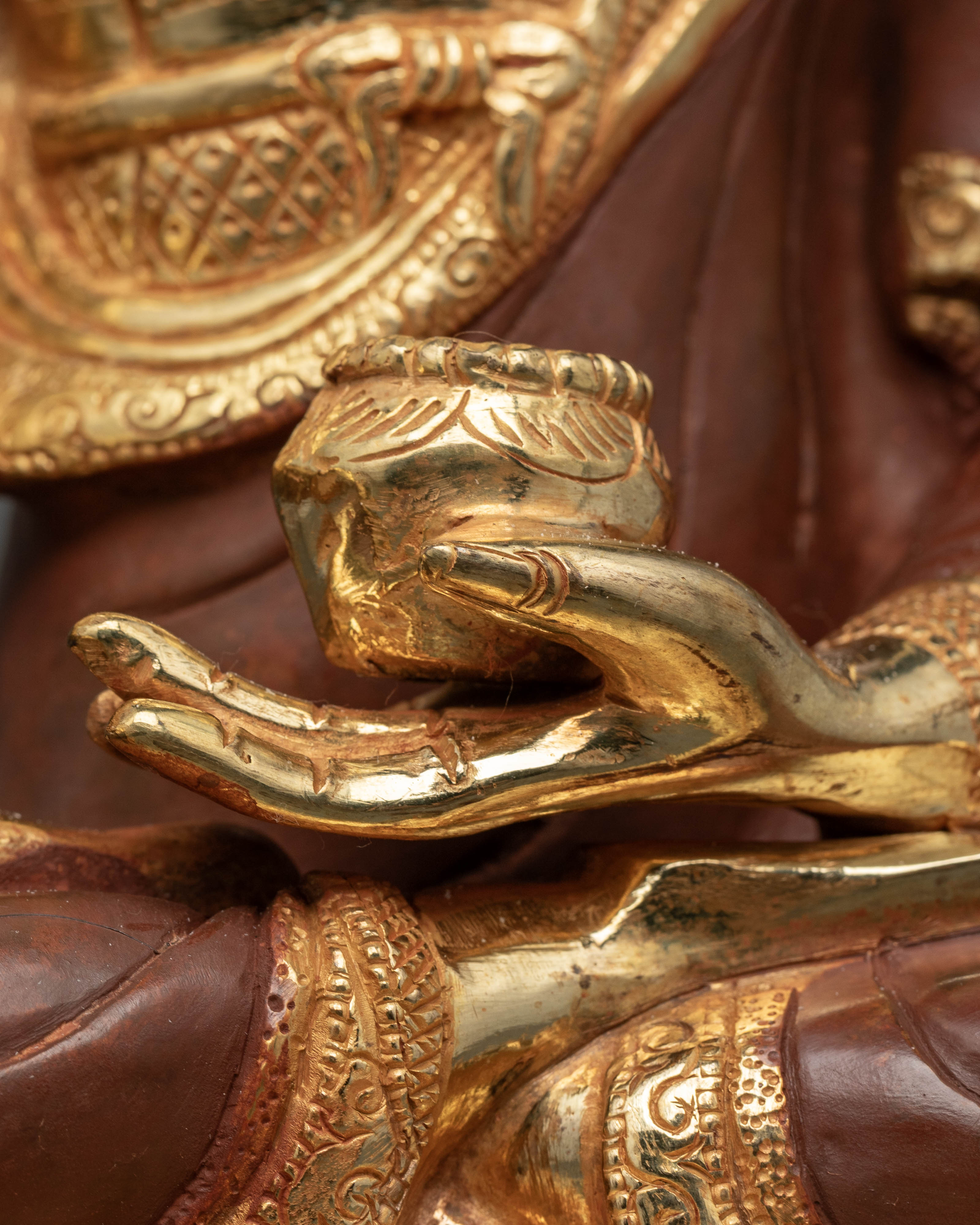 Handcrafted 13 Inch Shakyamuni Buddha Statue in Oxidized Copper