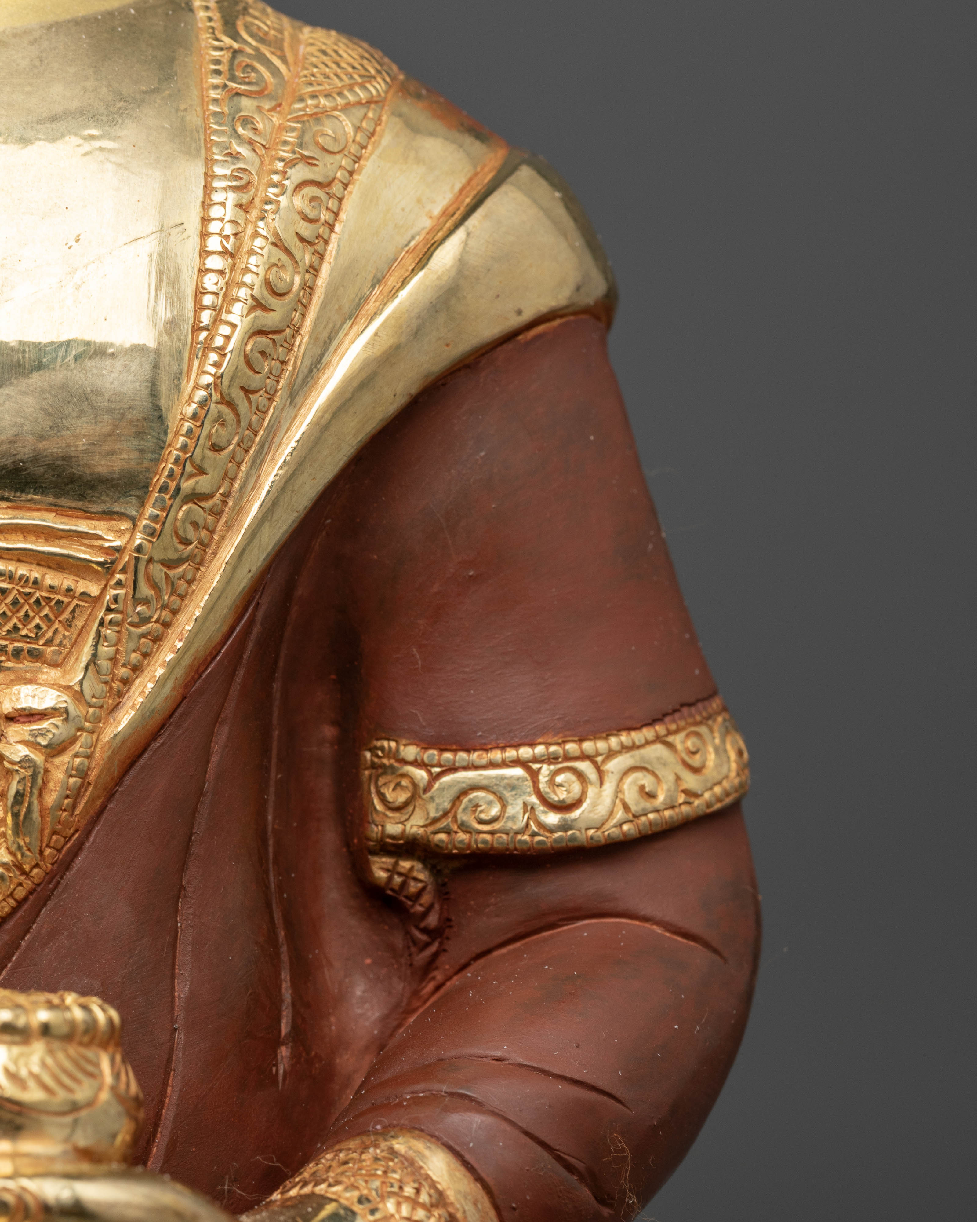 Handcrafted 13 Inch Shakyamuni Buddha Statue in Oxidized Copper