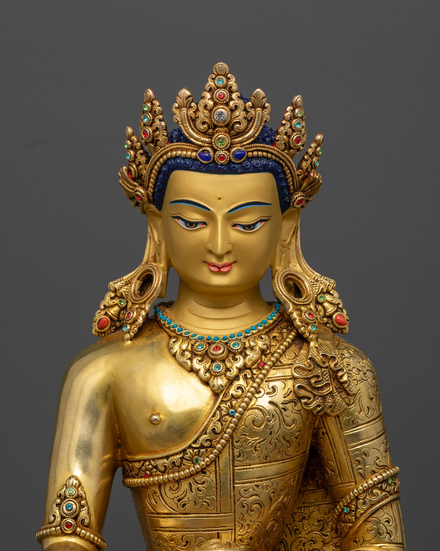 Shakyamuni Buddha wearing Crown Sculpture | Royal Buddha of Enlightenment and Wisdom
