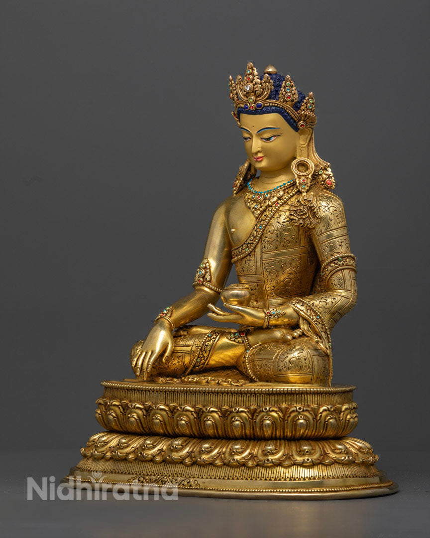 Shakyamuni Buddha wearing Crown Sculpture | Royal Buddha of Enlightenment and Wisdom
