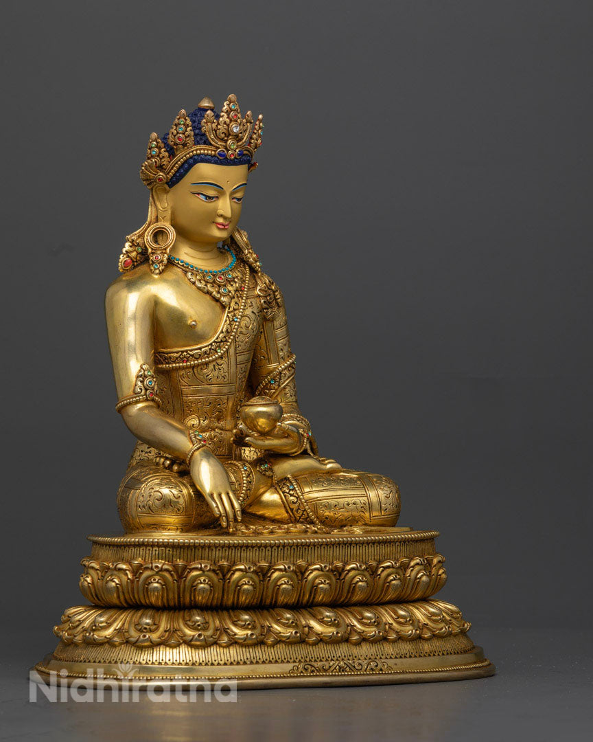 Shakyamuni Buddha wearing Crown Sculpture | Royal Buddha of Enlightenment and Wisdom
