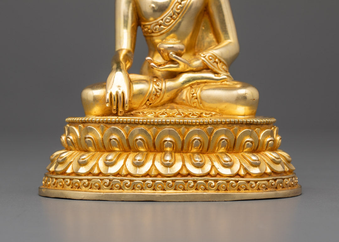 Hand-Carved Crowned Buddha Shakyamuni Statue