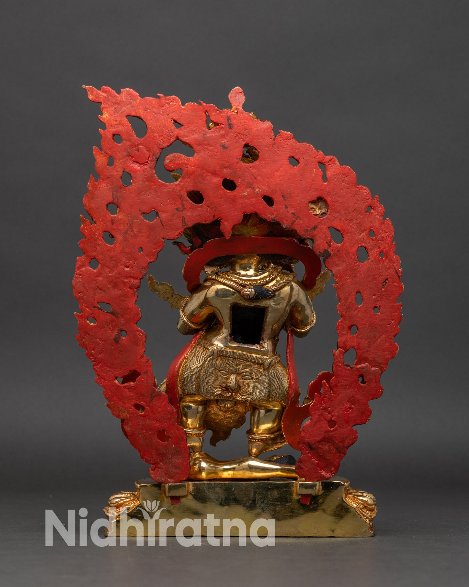Back view Wrathful Sakya Mahakala statue handcrafted Nepalese sacred sculpture