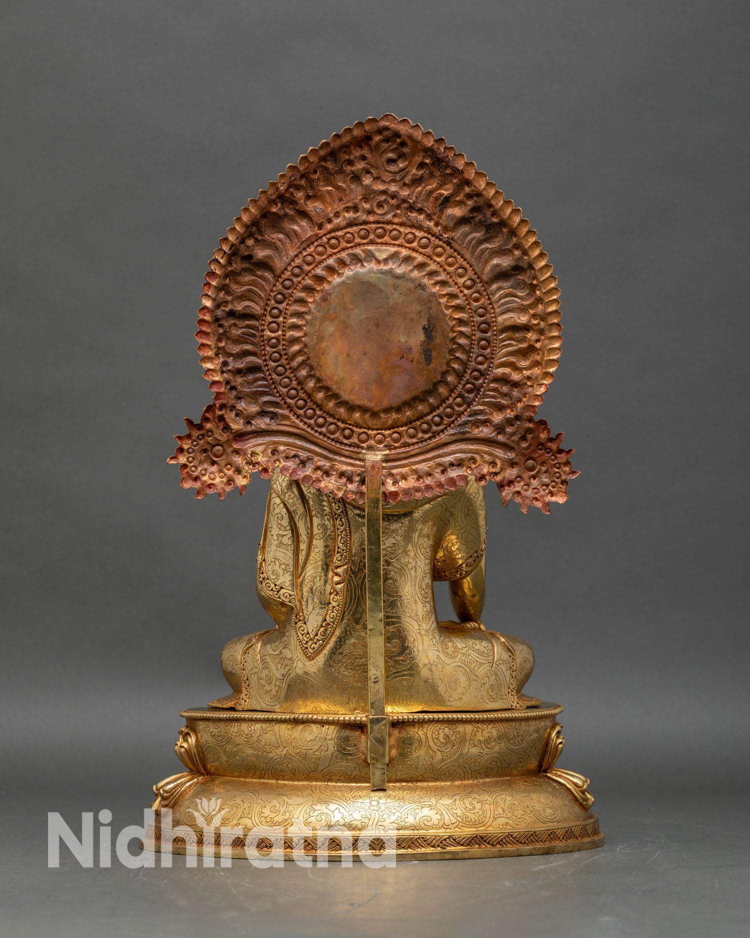 Back view of Shakyamuni Buddha Statue with intricate Carvings, Buddhist sculpture