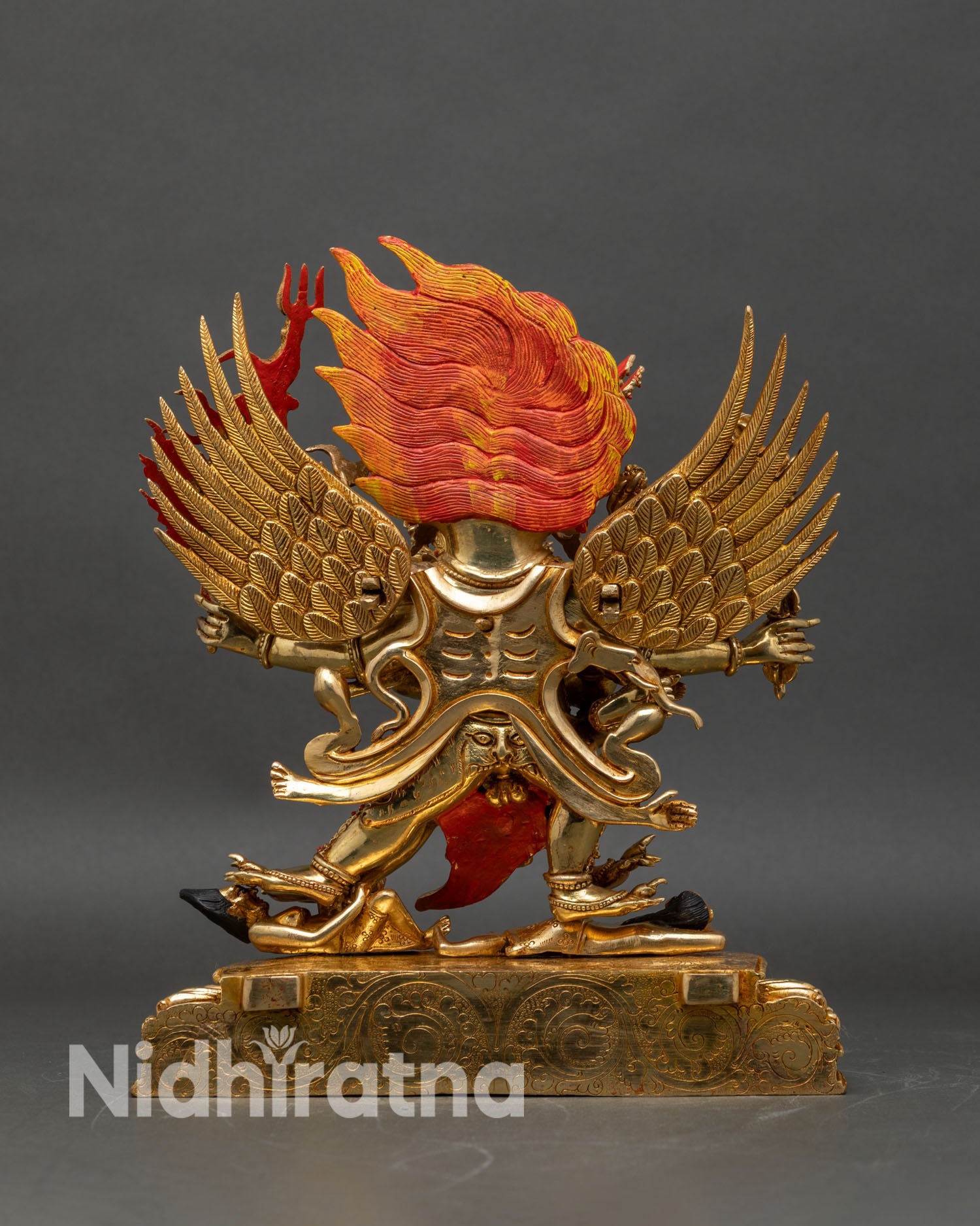 Back view of Vajrakilaya Statue hand-painted copper gold-gilded Tibetan Buddhist sculpture