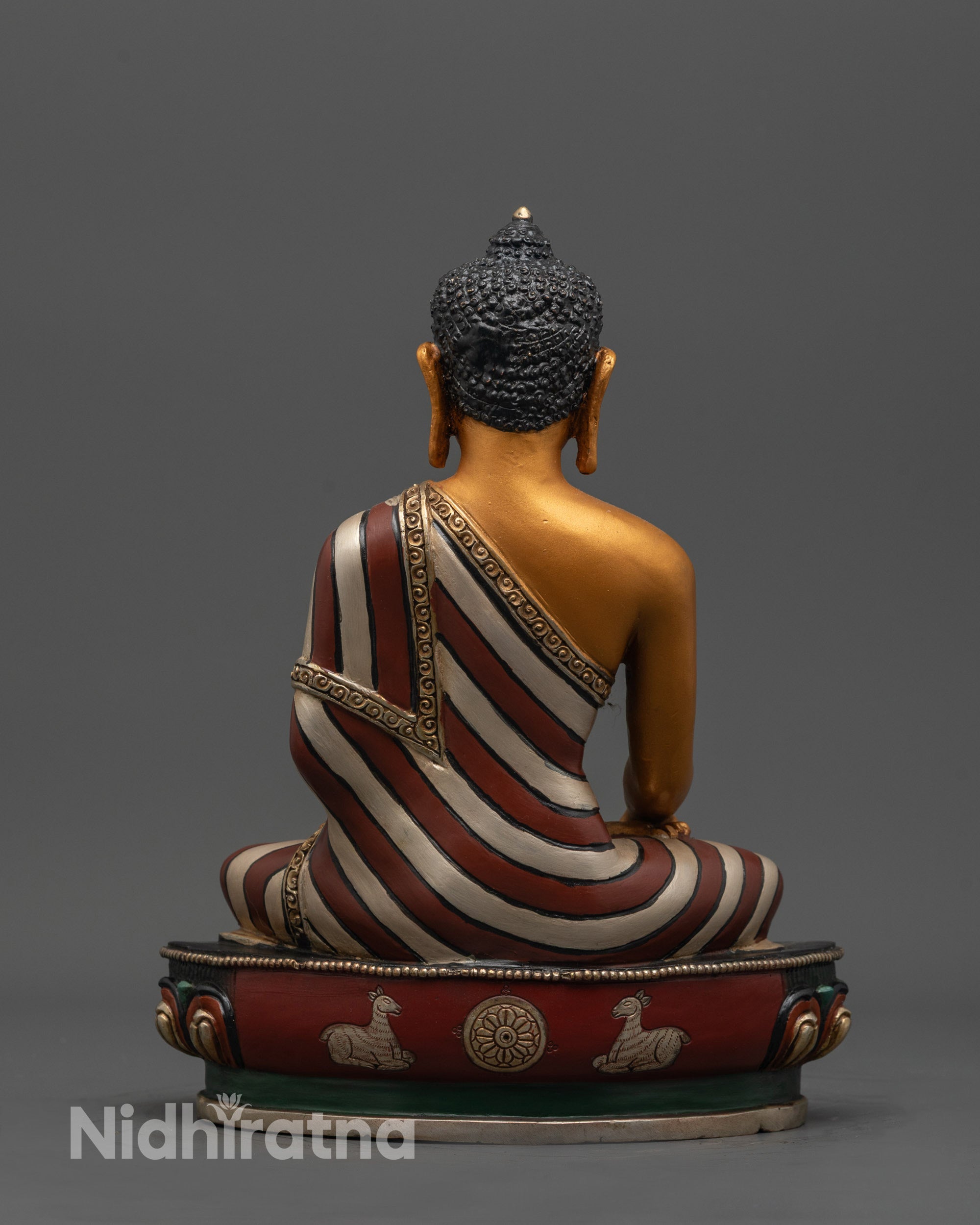 Back-view of Traditional Nepalese Shakyamuni Buddha Statue crafted using the lost wax method