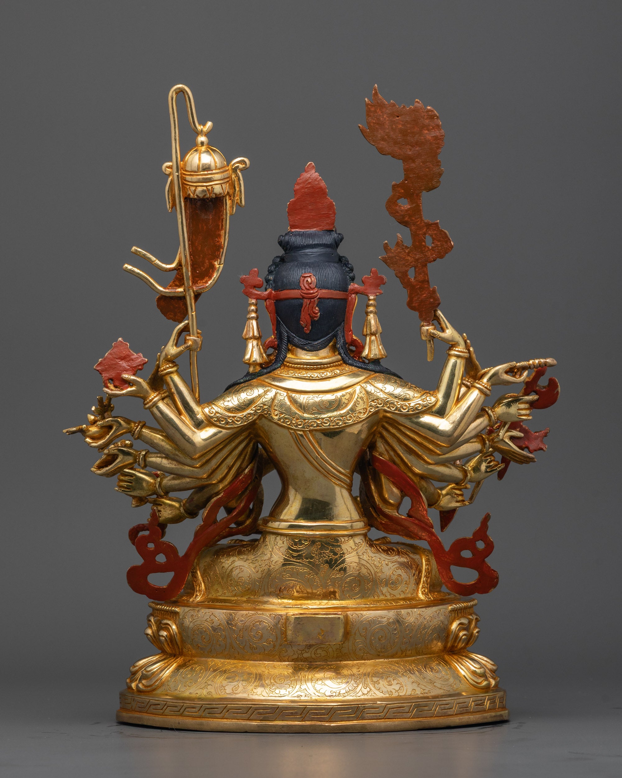 Back View of Chundi Sculpture with Crafted Halo and Decorative Lotus Throne