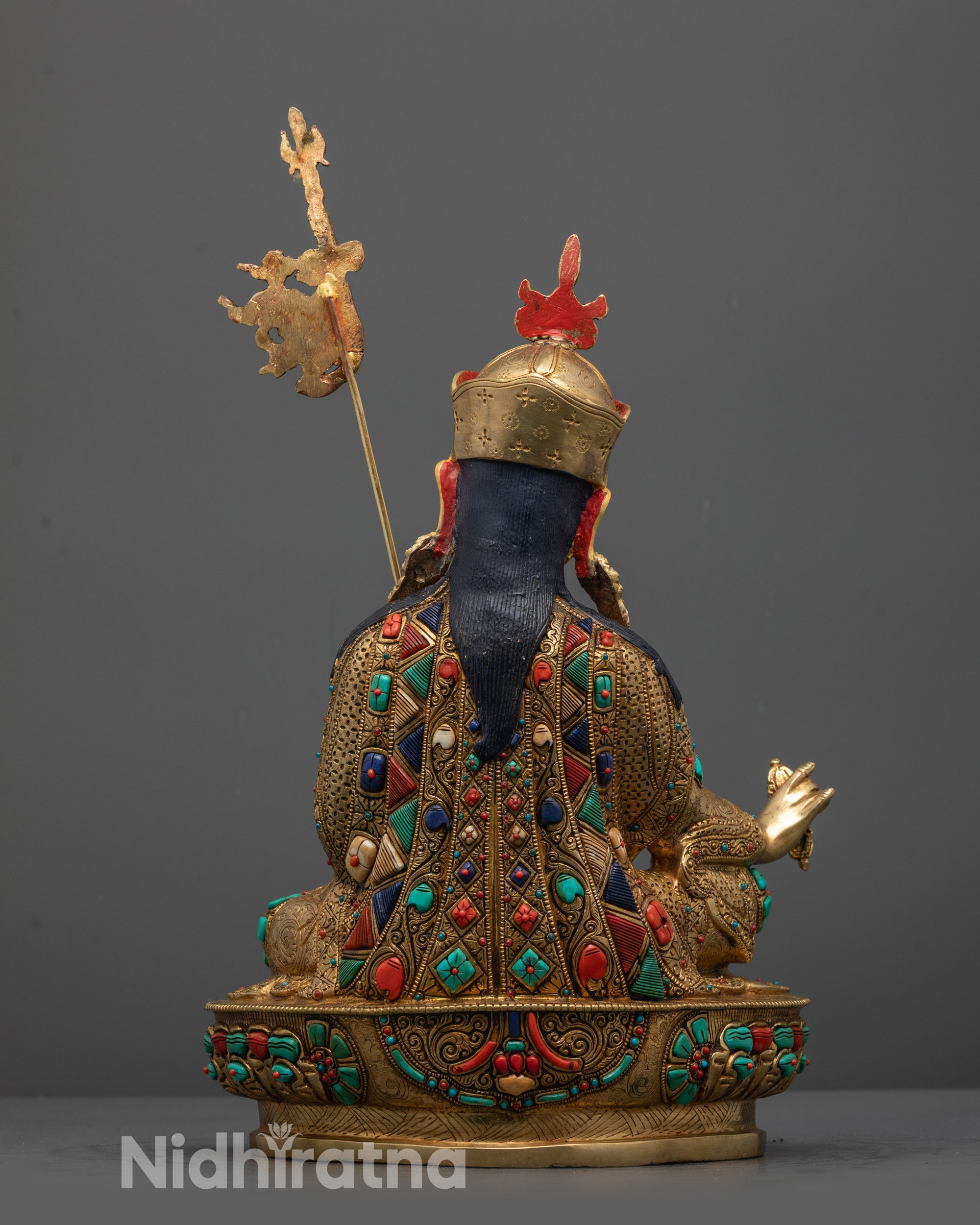 Back View of Guru Rinpoche Statue with Robe Details