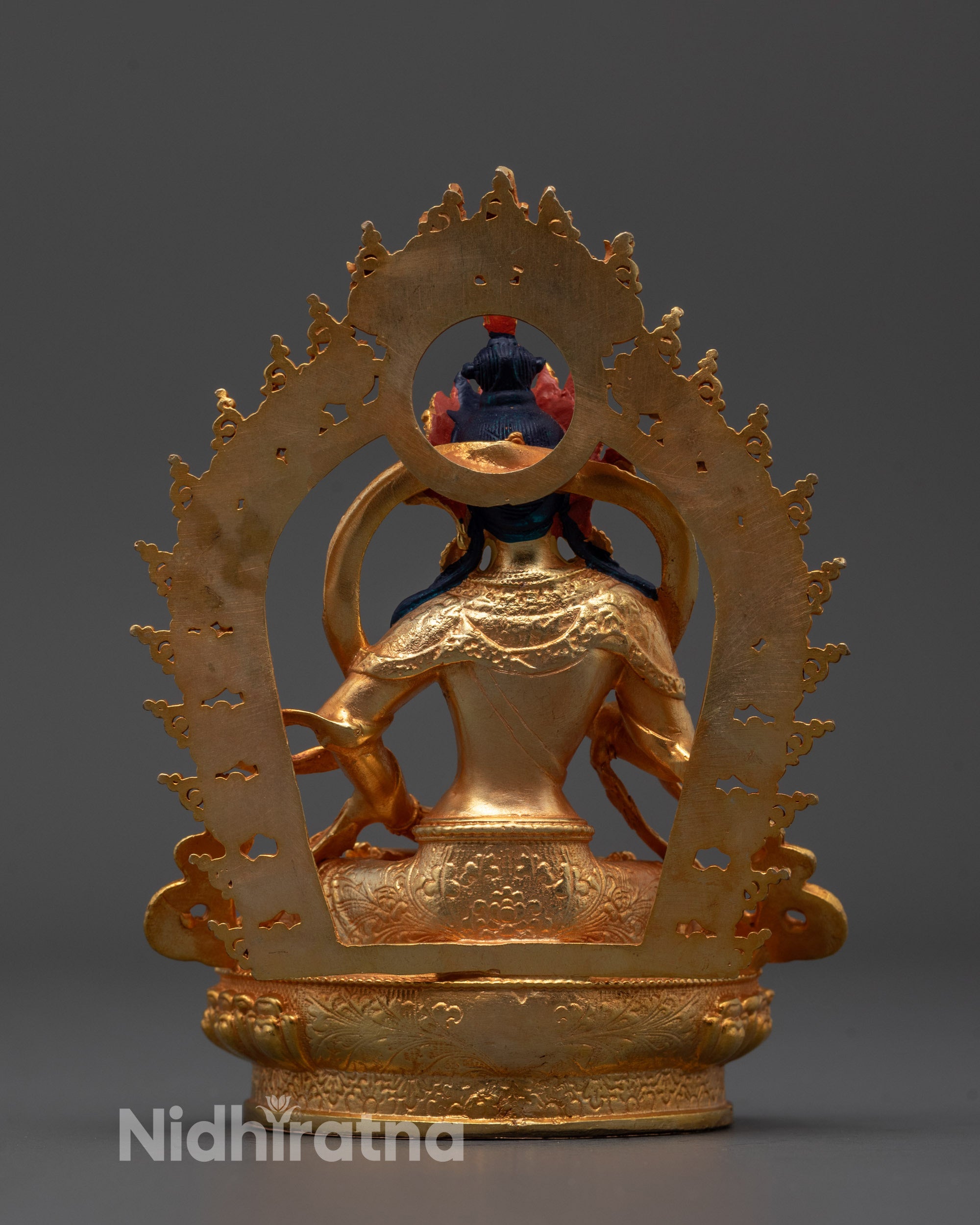 Back View of Vajrasattva Statue Showing Intricate Detailing and Consecration Chamber