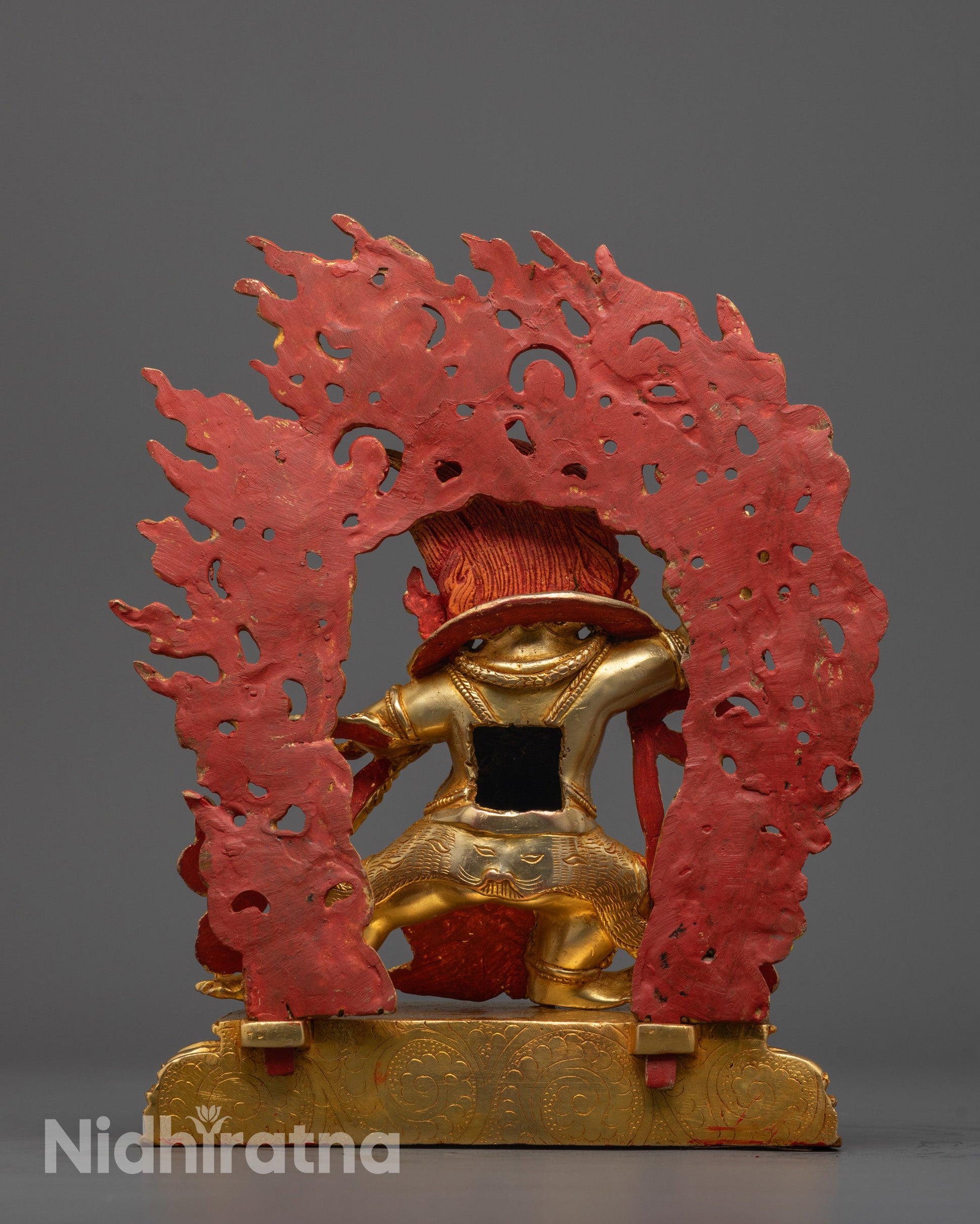 Back View of the Vajrapani Statue with intricate craftsmanship showcasing the vajra