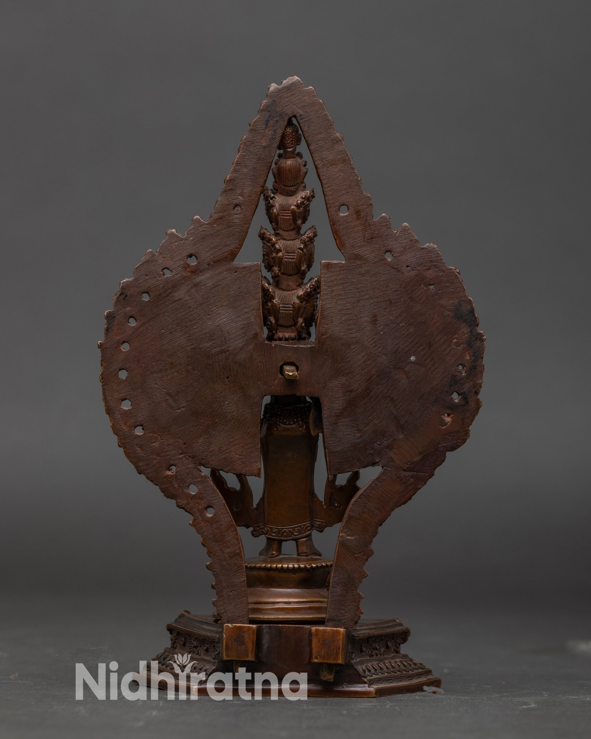 Back view 1000-Armed Chenrezig statue with hollow chamber for mantras, relics, or herbs