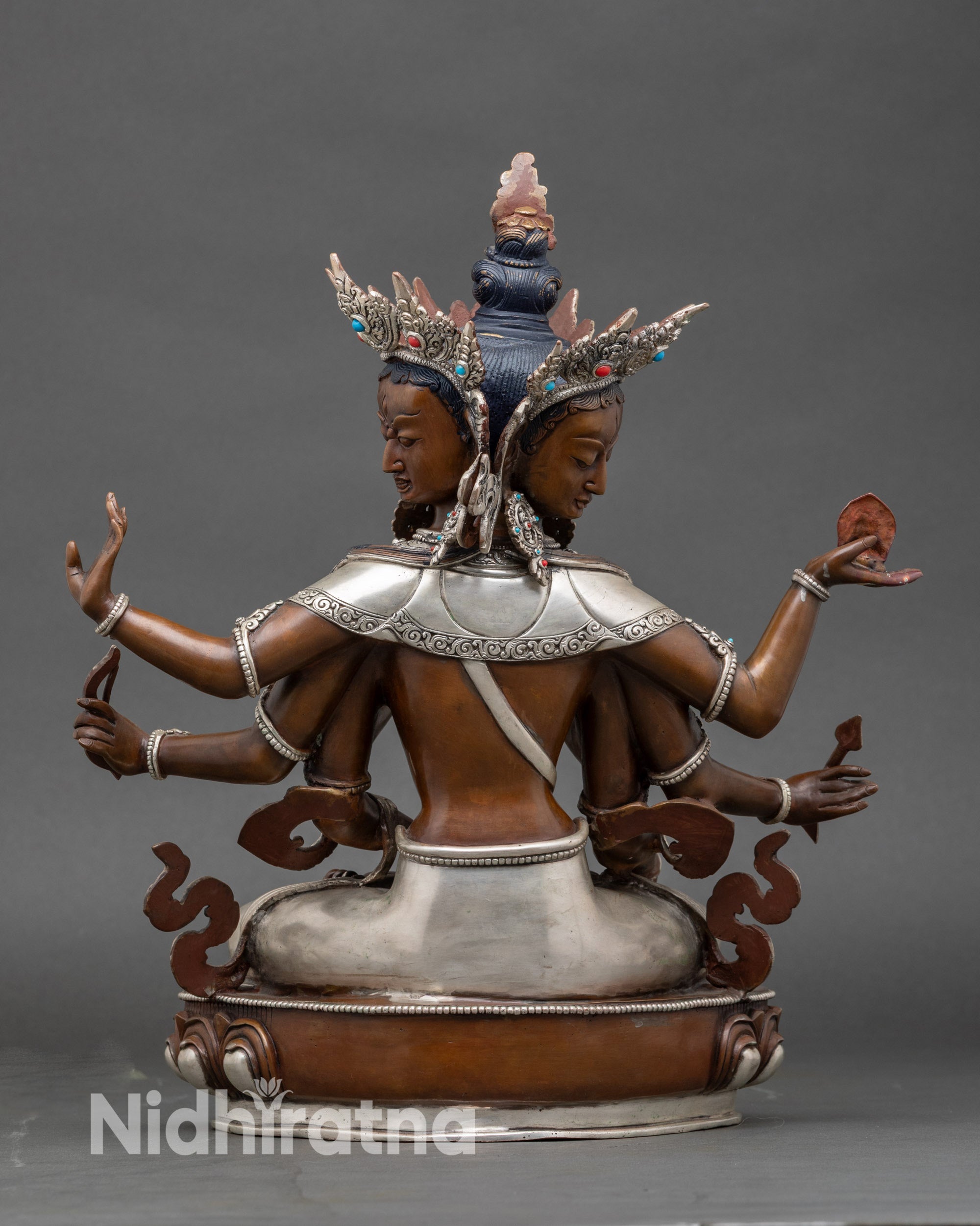 Back view Namgyalma statue – detailed robes and lotus pedestal, Himalayan Buddhist sculpture