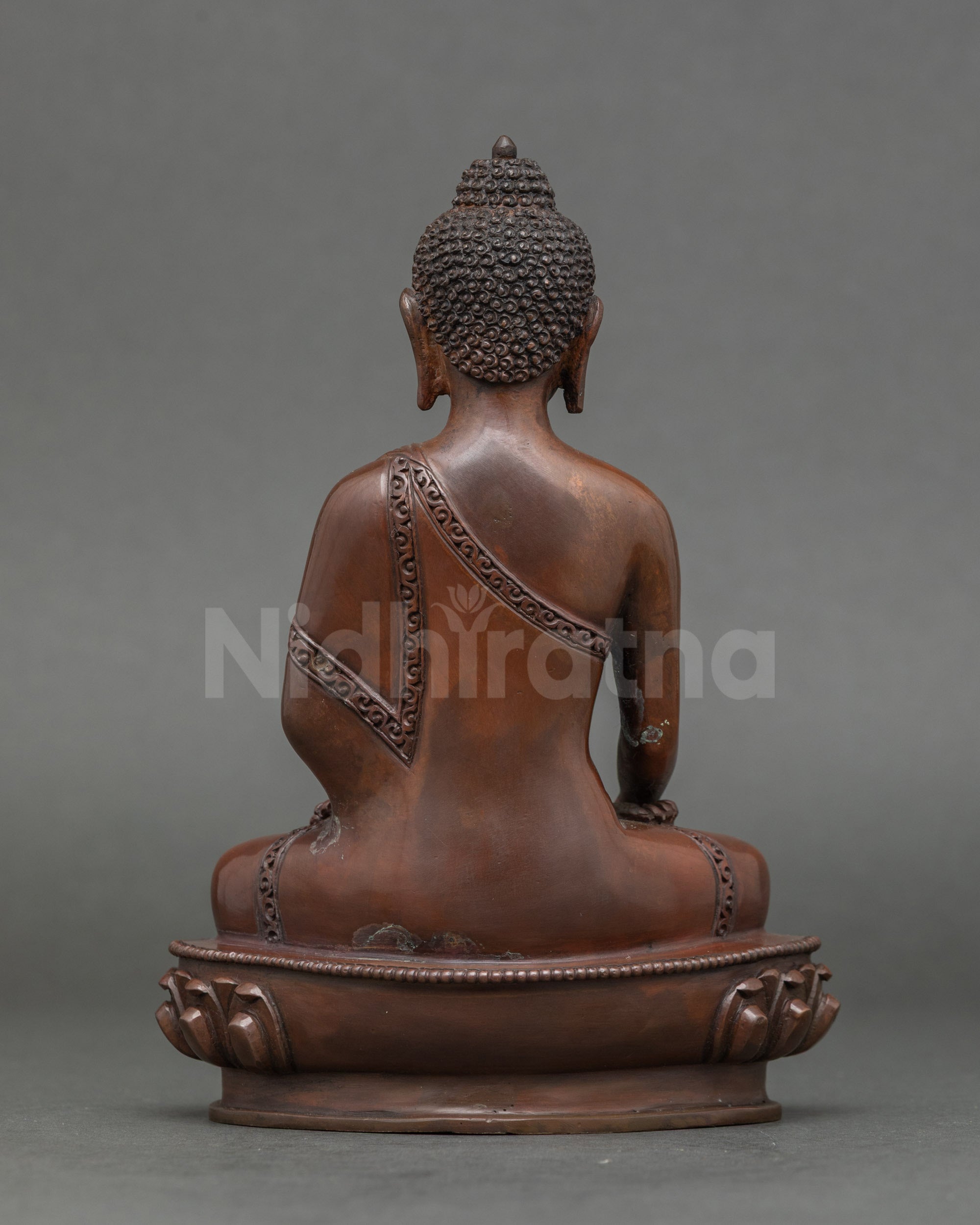 Back view Shakyamuni Buddha handmade in Patan Nepal, Buddhist spiritual décor