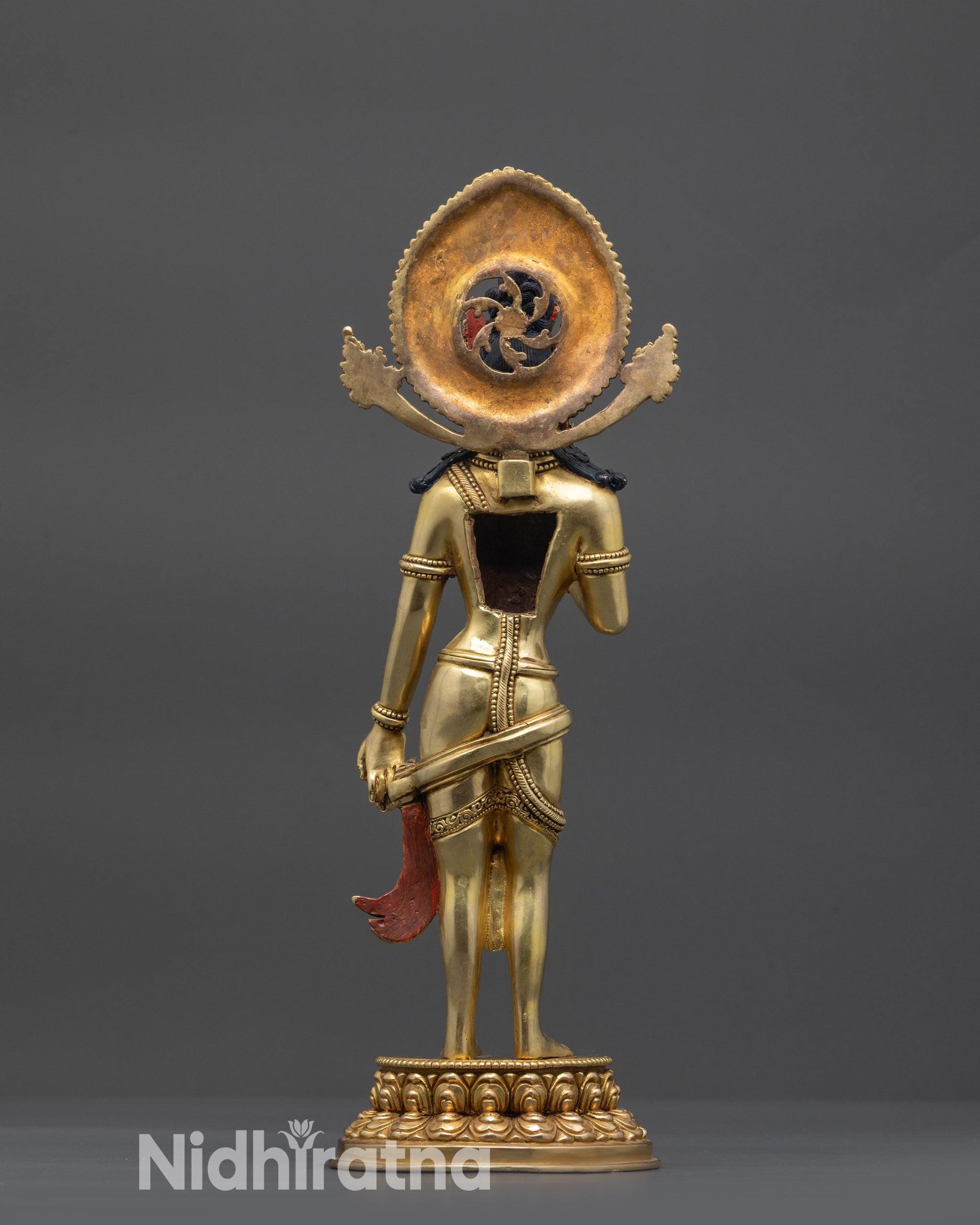 Back view Vajrapani from Eight Bodhisattvas ensemble with detailed halo and gems