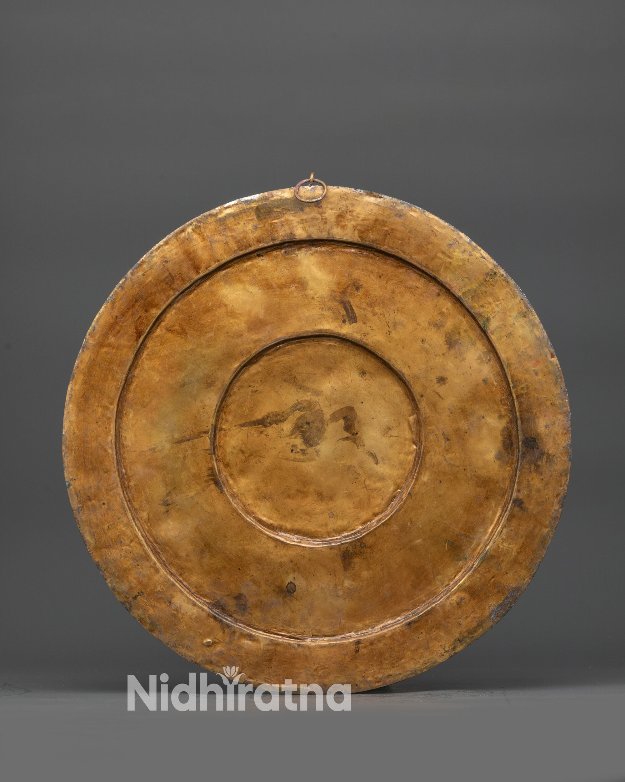 Back view copper Mandala Wall Hanging handcrafted in Nepal