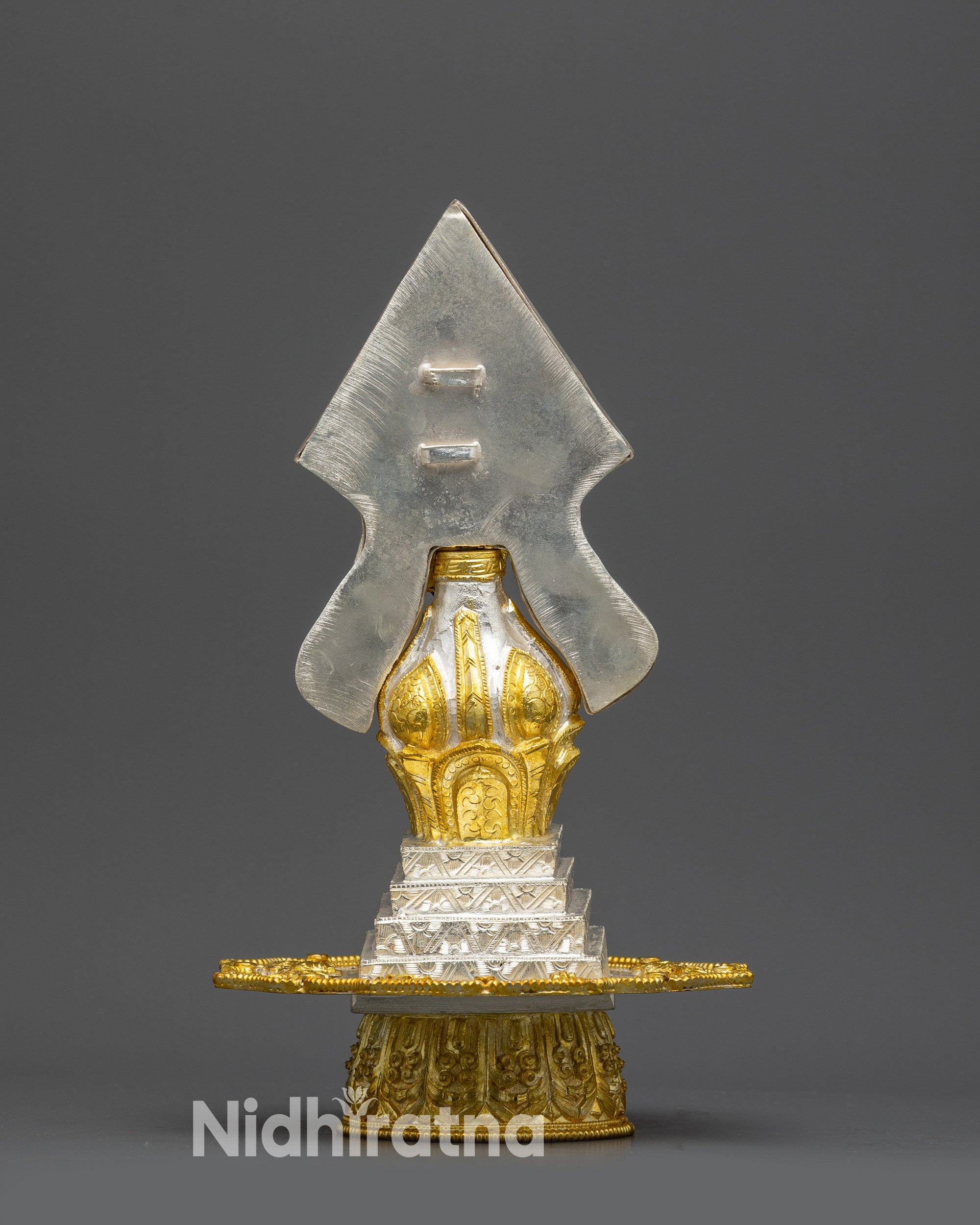 Back view handcrafted Tibetan Torma offering used for deities protectors and healing rites