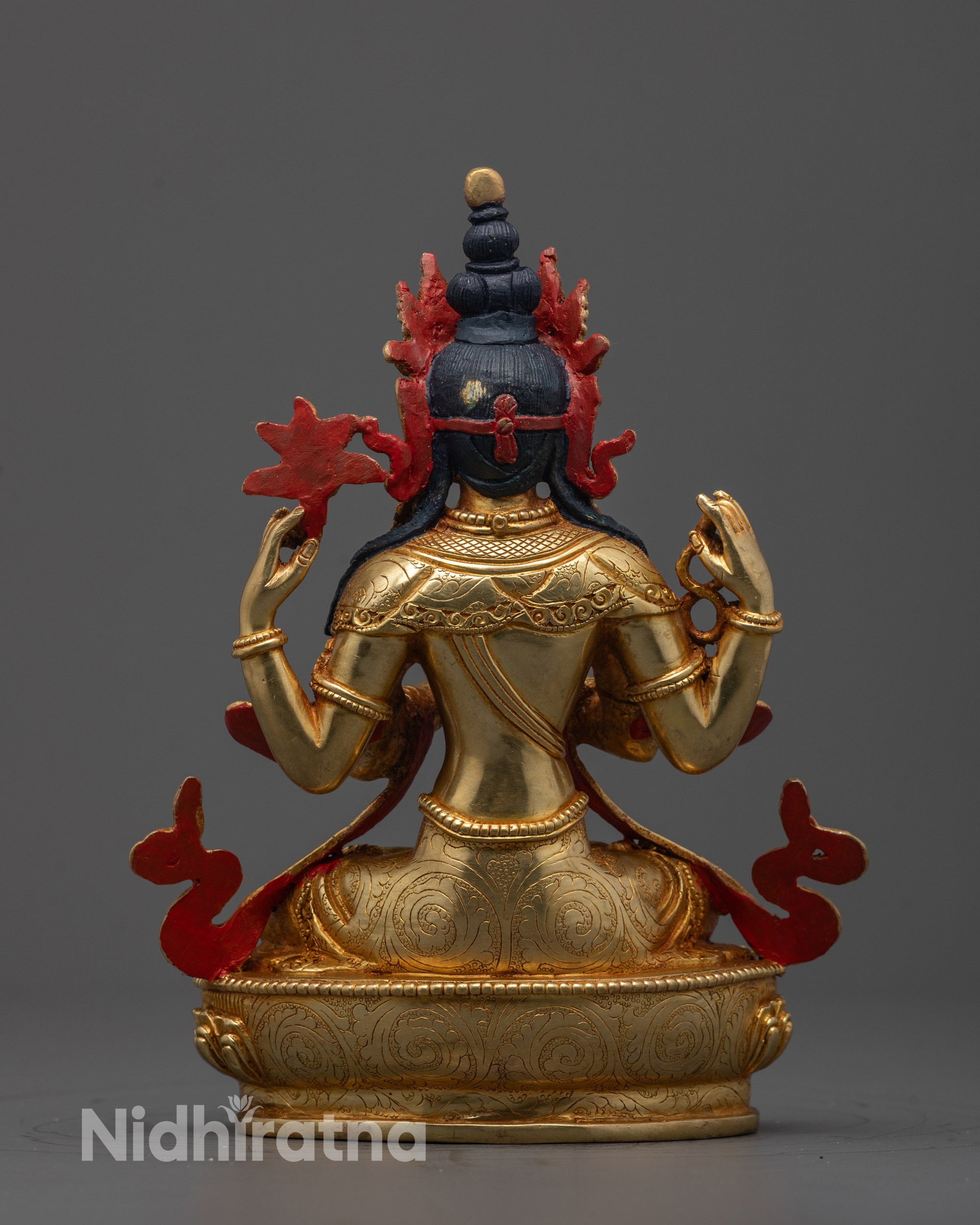 Back view highlighting consecration chamber and fine craftsmanship on copper surface