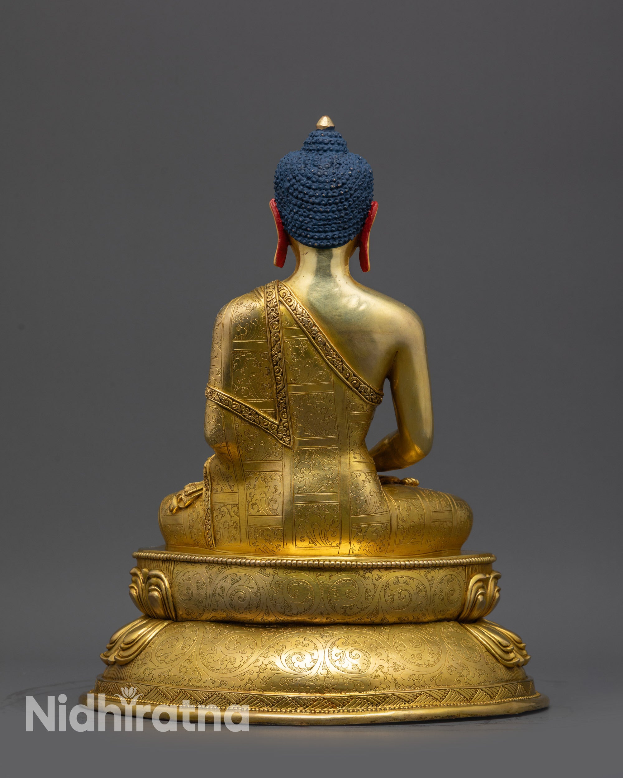 Back view of Amitabha Buddha Statue highlighting double-layered lotus seat and details
