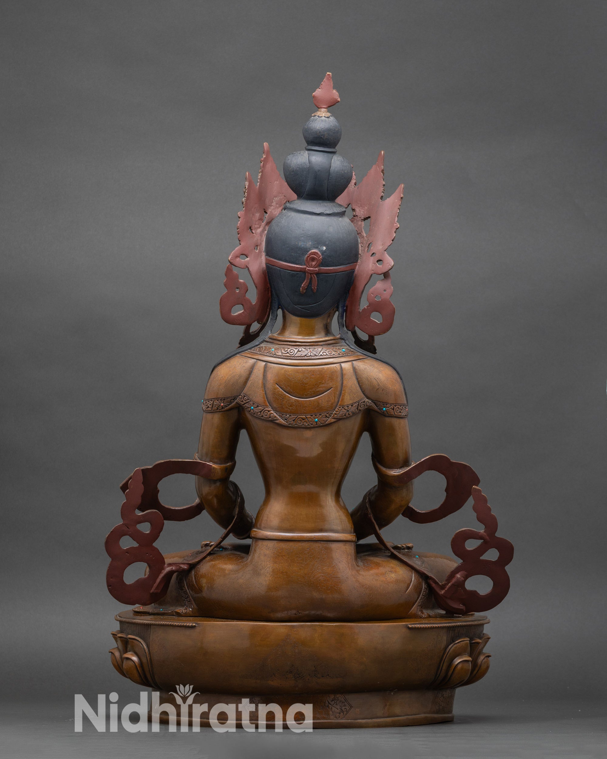 Back view of Amitayus Altar sculpture highlighting intricate details and artisan work