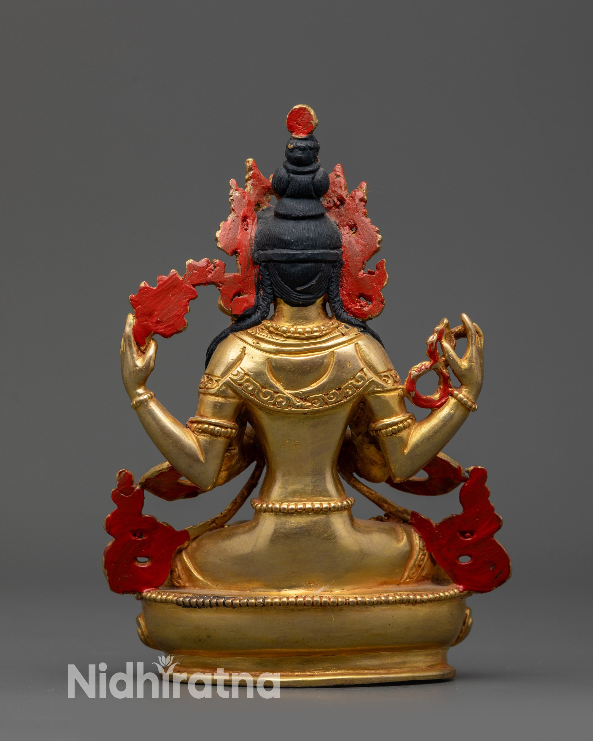 Back view of Avalokiteshvara Chenrezig Statue highlighting detailed craftsmanship and robes