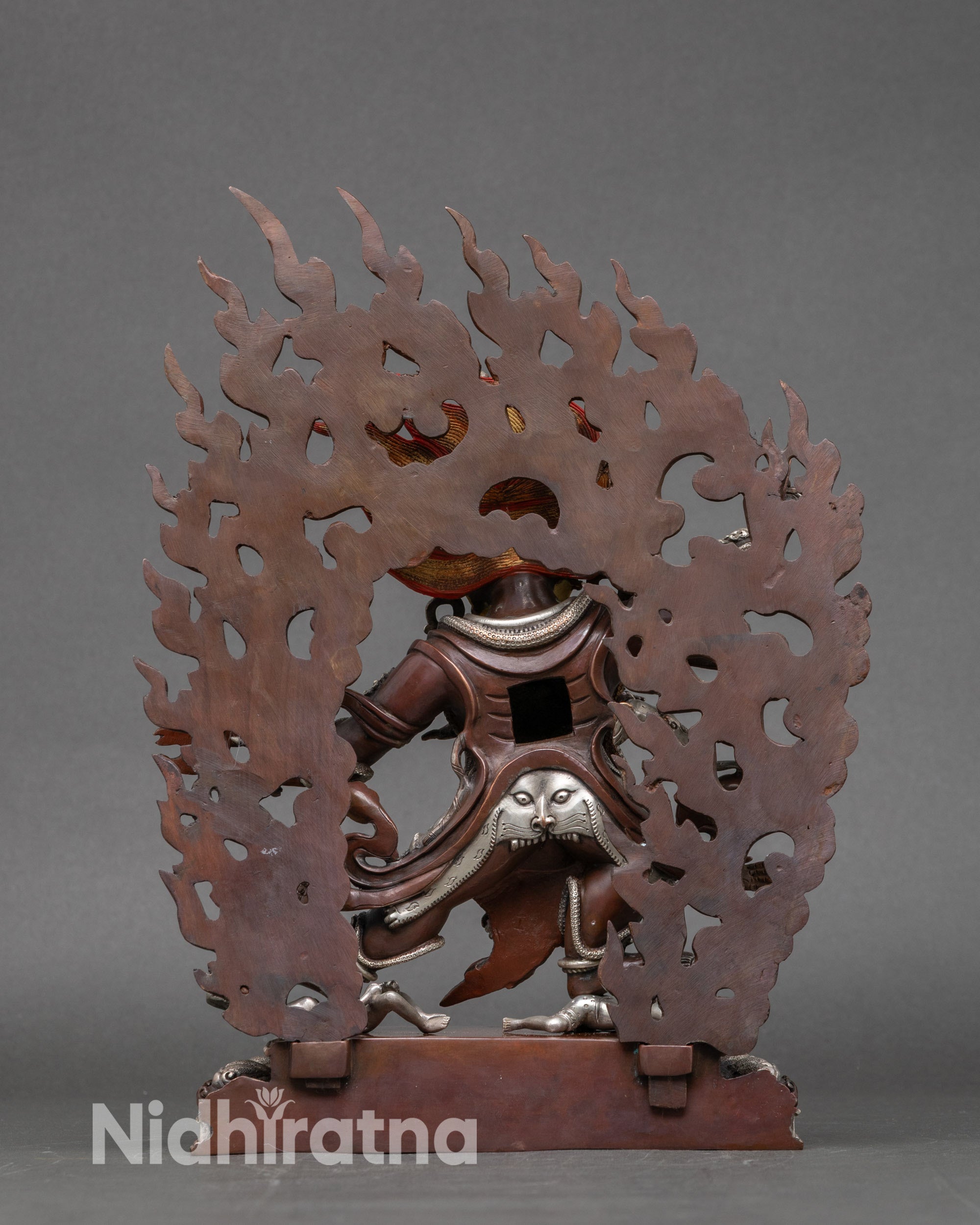 Back view of Guru Drakpo Nepalese statue for spiritual protection and karmic cleansing