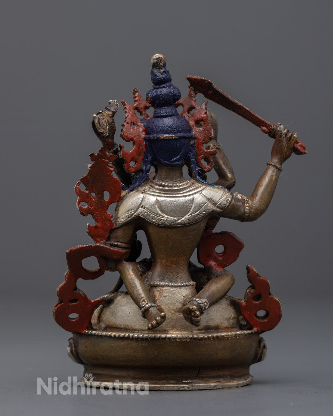 Manjushri with Consort Statue highlighting traditional electroplating finish and fine handcrafted details