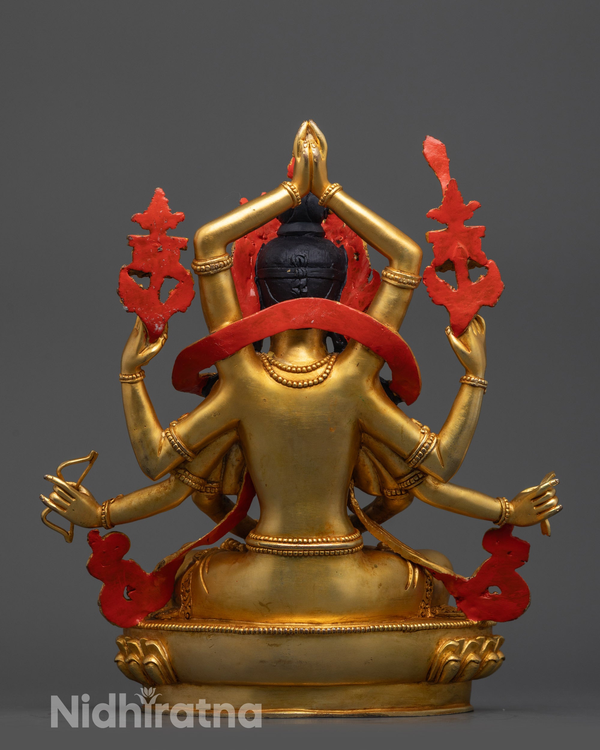Back view of Namasangati Statue highlighting detailed robe patterns and artisan craftsmanship