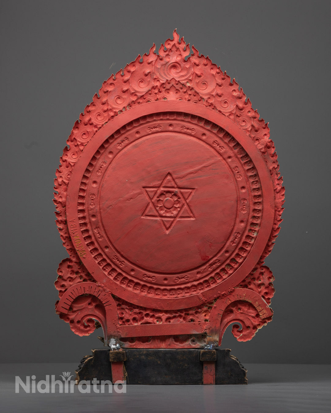 Shakya Mahakala statue showcasing detailed halo and traditional Nepalese craftsmanship