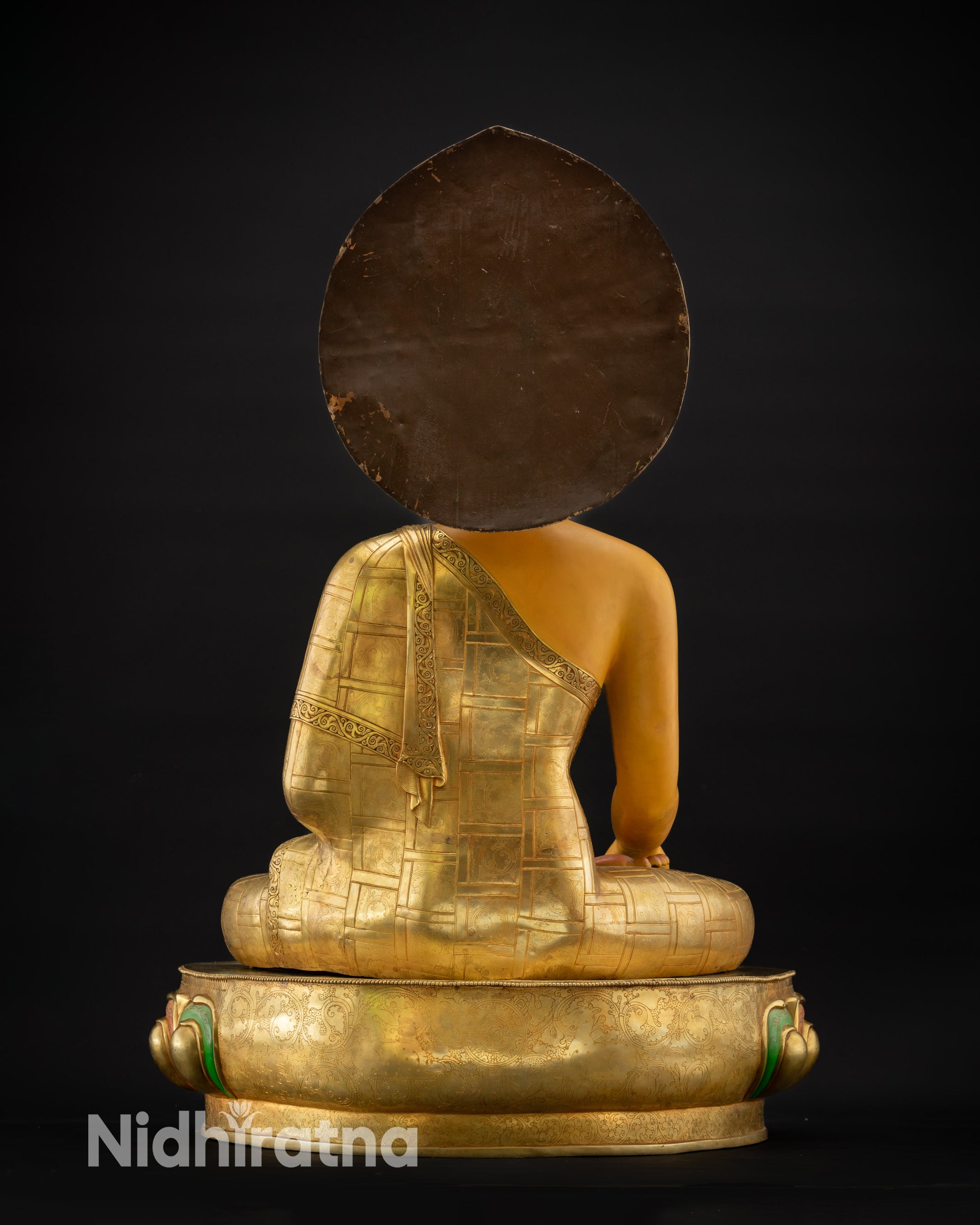 Back view of Shakyamuni Buddha Siddhartha Gautama multi-colored lotus seat