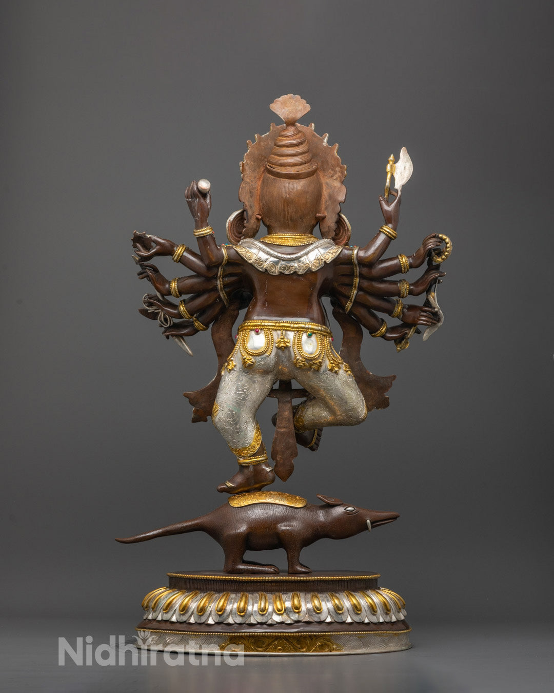 Back view of Traditional Ganesh sculpture from Nepal featuring hollow chamber