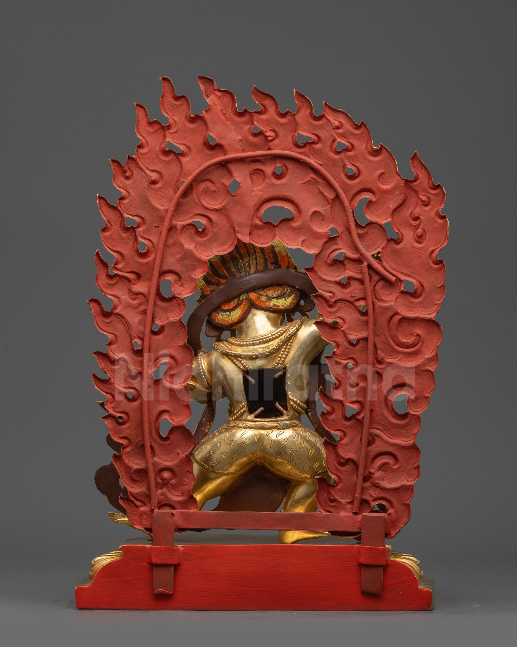 Back view of Vajrapani Copper Statue showing elaborate robe designs and craftsmanship