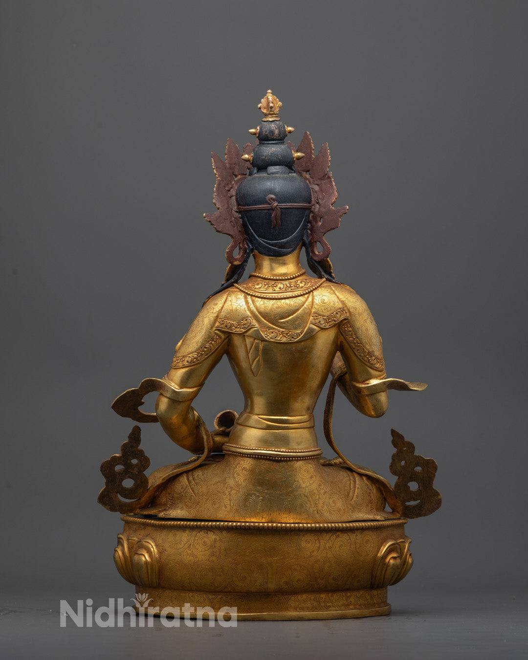 Back view of Vajrasattva Statue featuring hollow chamber for meditation