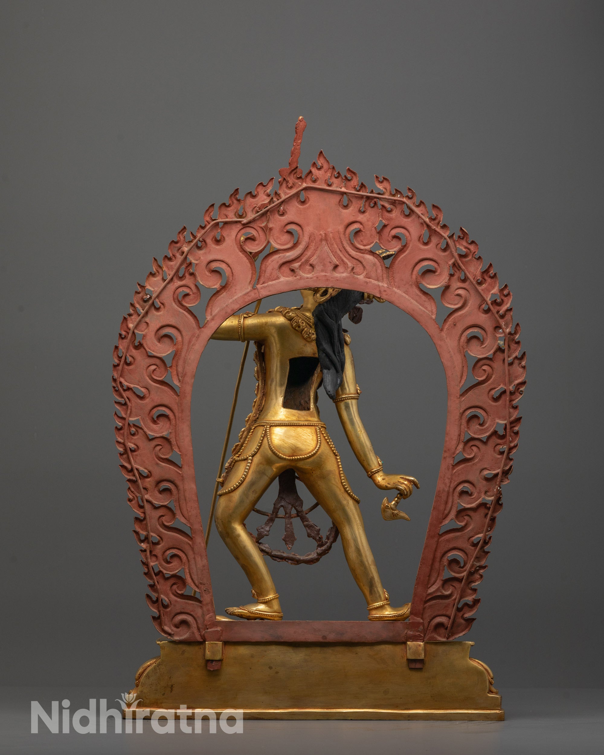 Back view of Vajrayogini Statue displaying detailed ornamentation and traditional lost wax