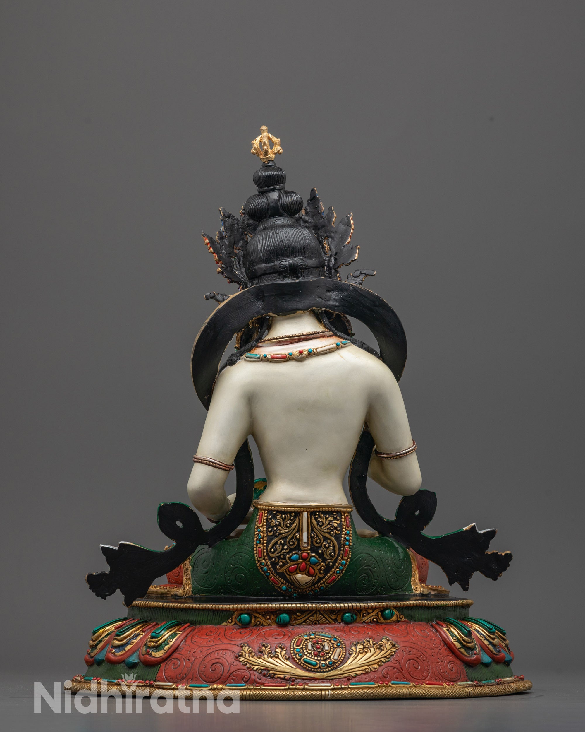 Back view of copper Vajrasattva Statue handcrafted using the lost wax method