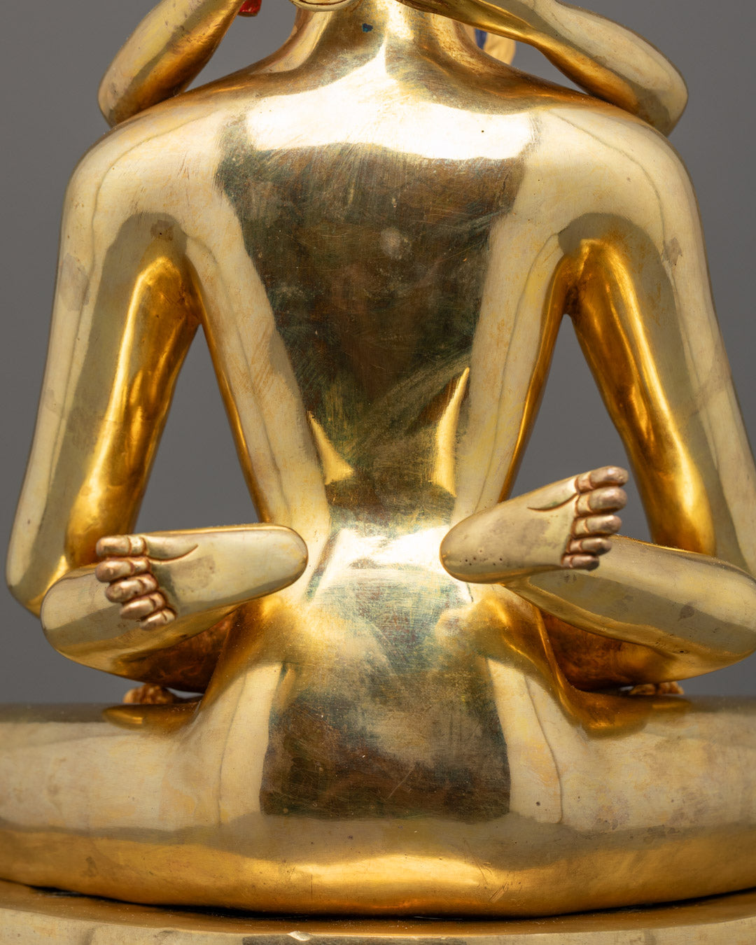 Back view of detailed Samantabhadra Consort Statue, lost wax casting art from Nepal
