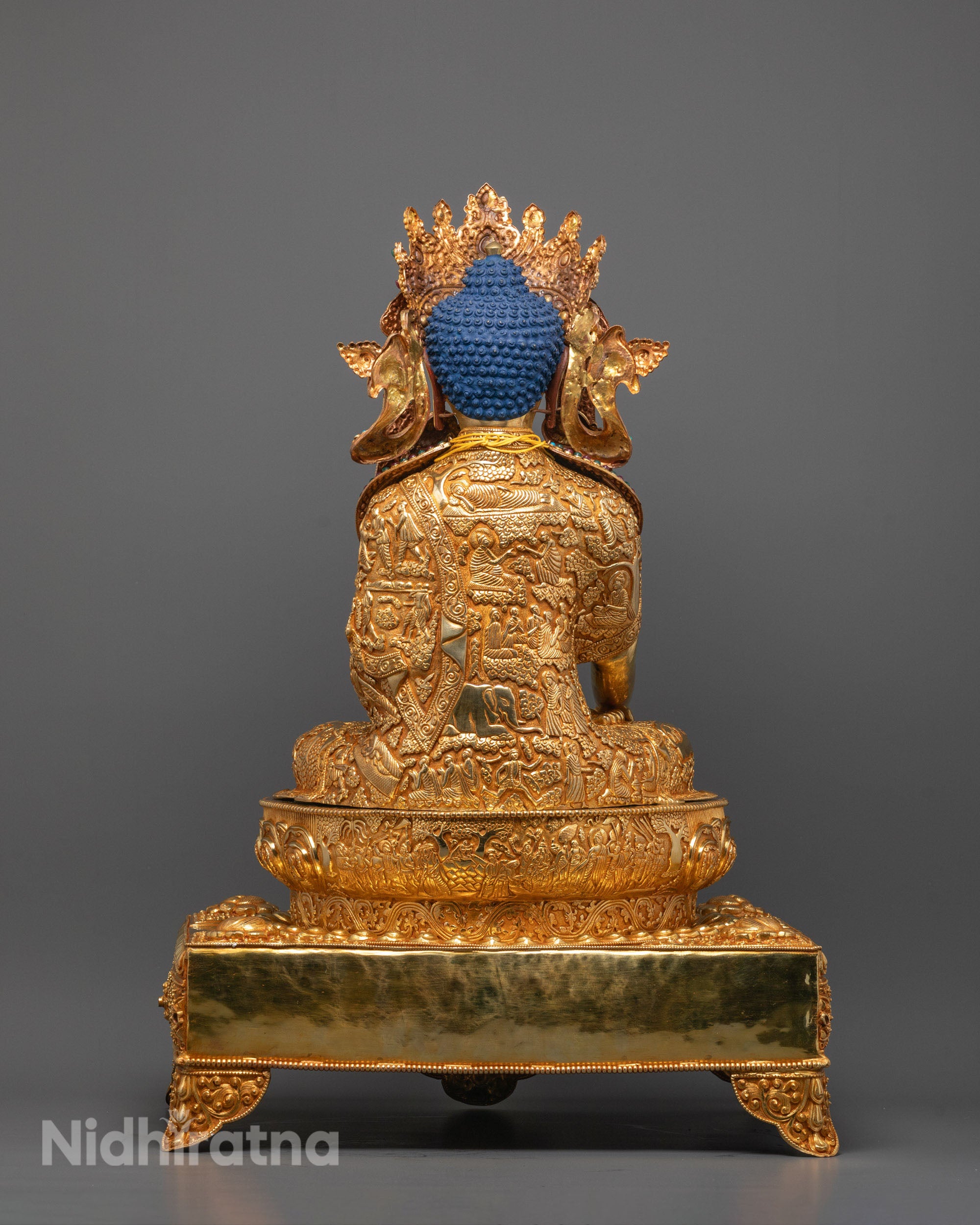 Back view of handcrafted Jowo Rinpoche statue with mantra chamber