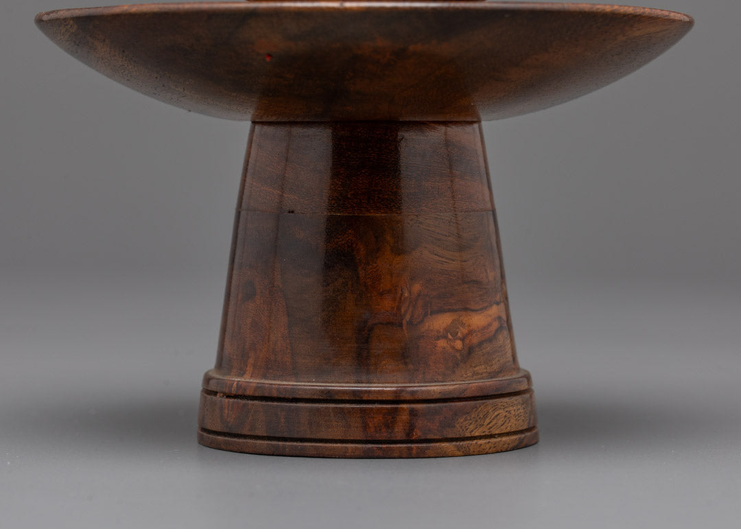 Back view of handmade Tibetan tea bowl highlighting precise craftsmanship and finish