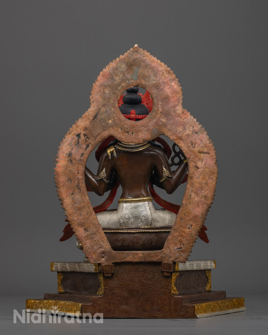 Back view of the Chenrezig sculpture highlighting the detailed craftsmanship